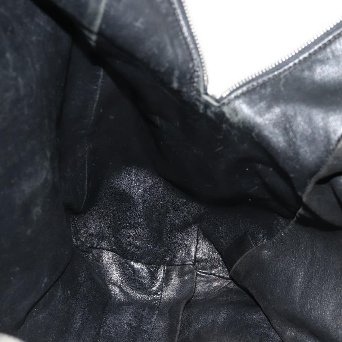 PRADA Tote Bag Leather Black Silver Auth 178161