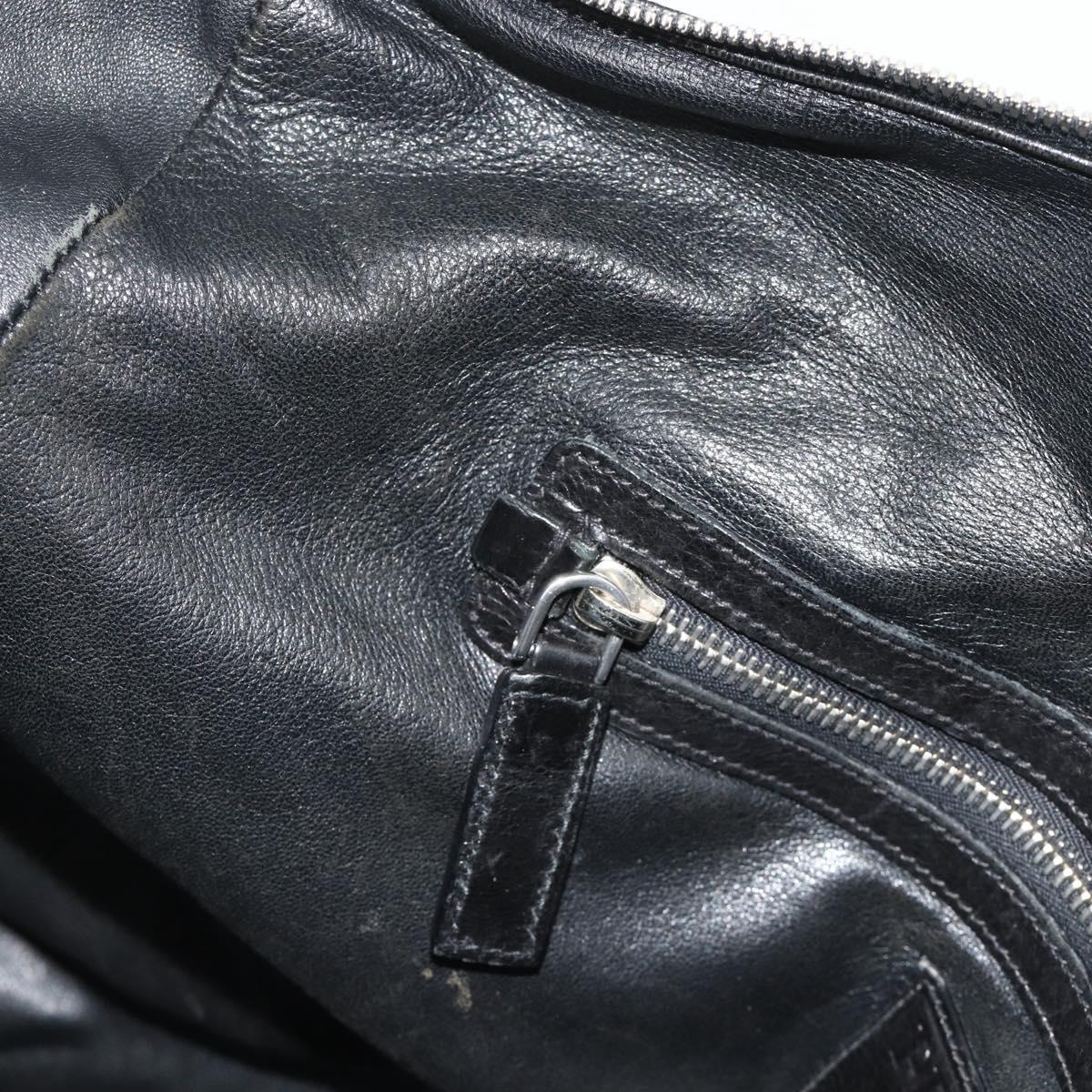 PRADA Tote Bag Leather Black Silver Auth 178161