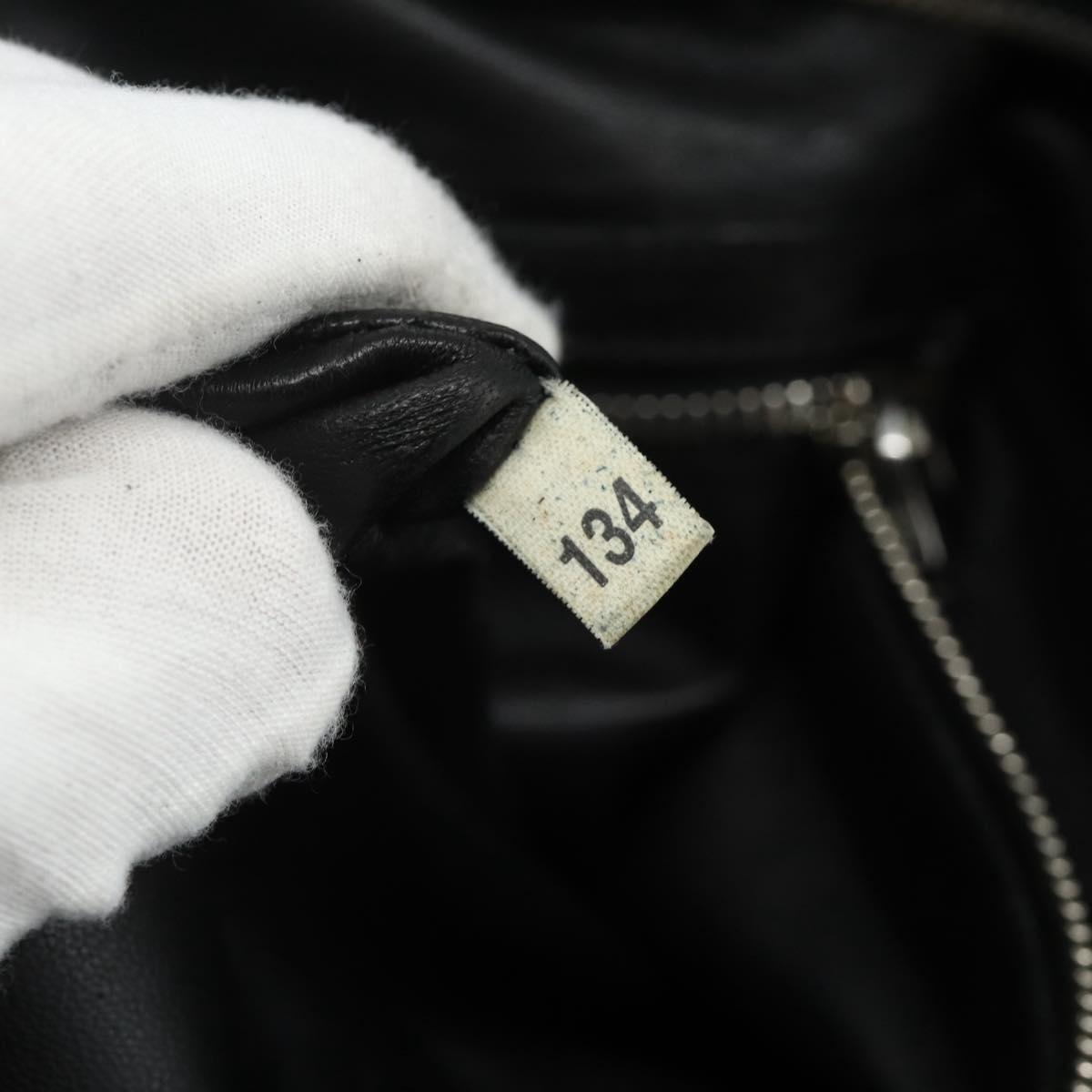 PRADA Tote Bag Leather Black Silver Auth 178161