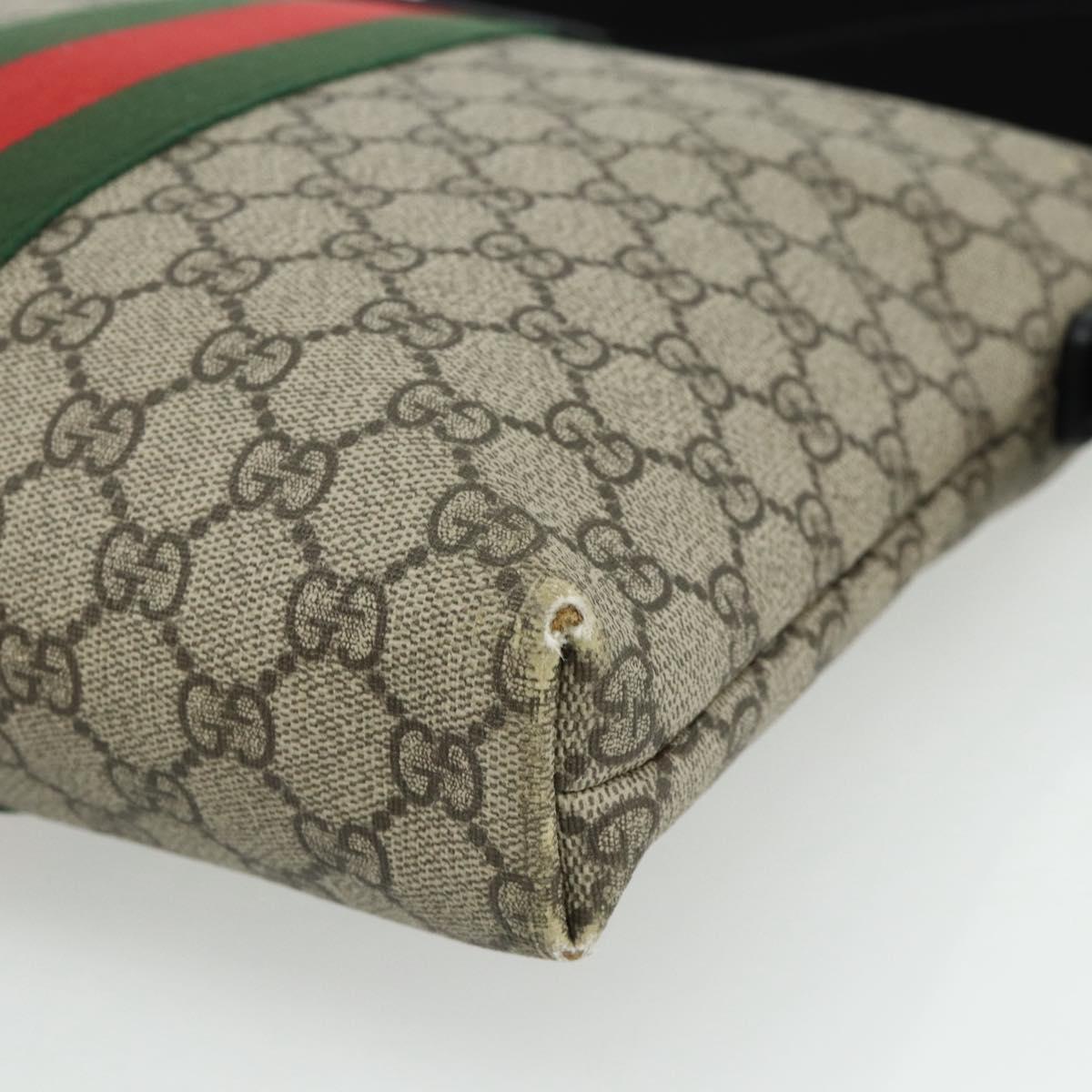 GUCCI GG Supreme Web Sherry Line Shoulder Bag PVC Beige Red 387111 Auth 178163
