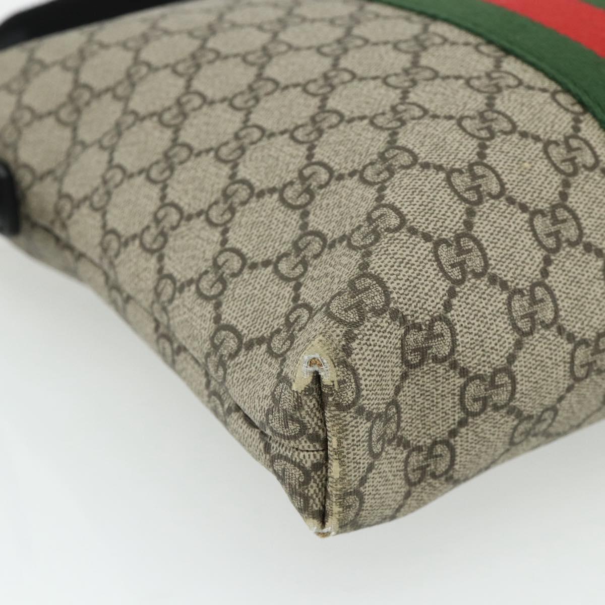 GUCCI GG Supreme Web Sherry Line Shoulder Bag PVC Beige Red 387111 Auth 178163