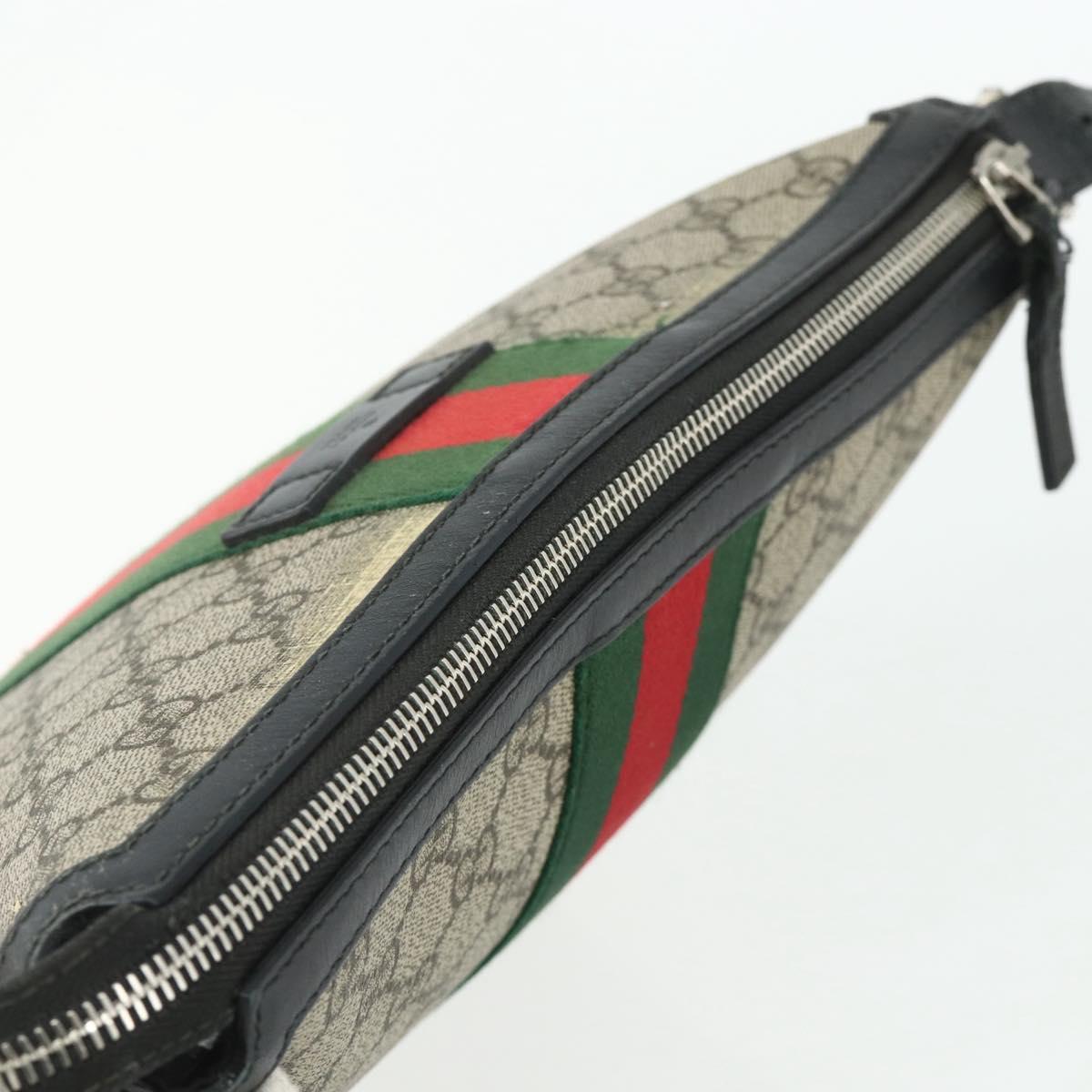 GUCCI GG Supreme Web Sherry Line Shoulder Bag PVC Beige Red 387111 Auth 178163