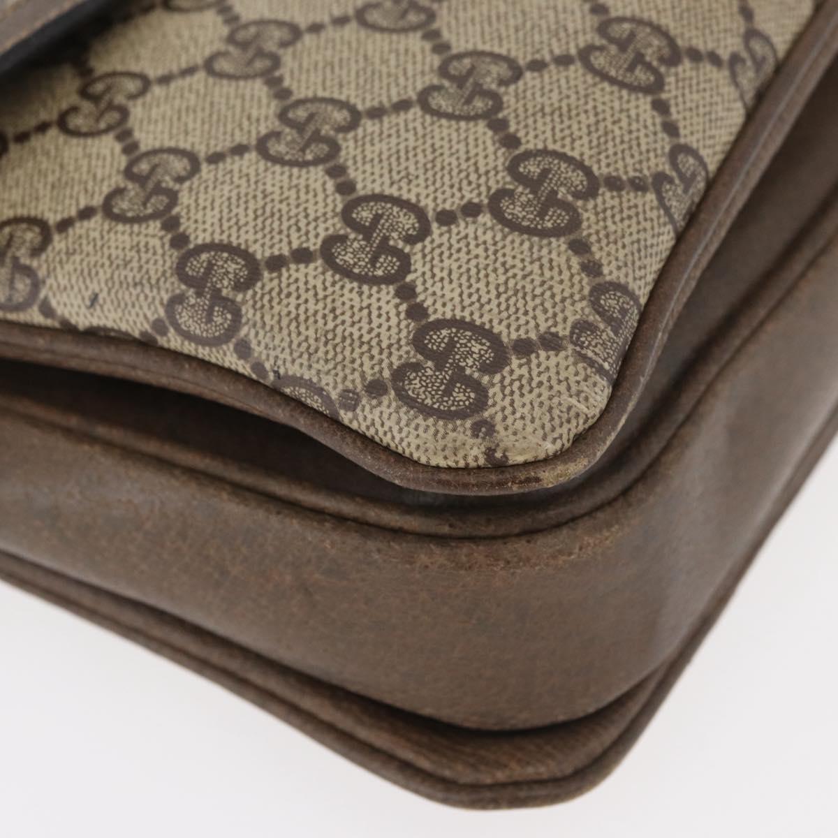 GUCCI GG Supreme Shoulder Bag PVC Beige Gold Auth 178165
