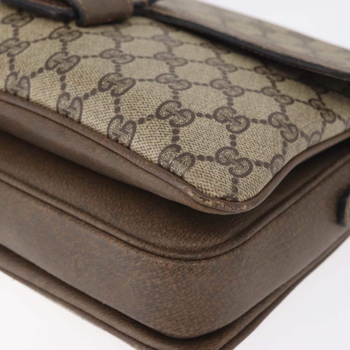GUCCI GG Supreme Shoulder Bag PVC Beige Gold Auth 178165
