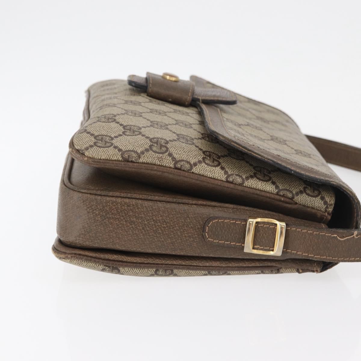 GUCCI GG Supreme Shoulder Bag PVC Beige Gold Auth 178165