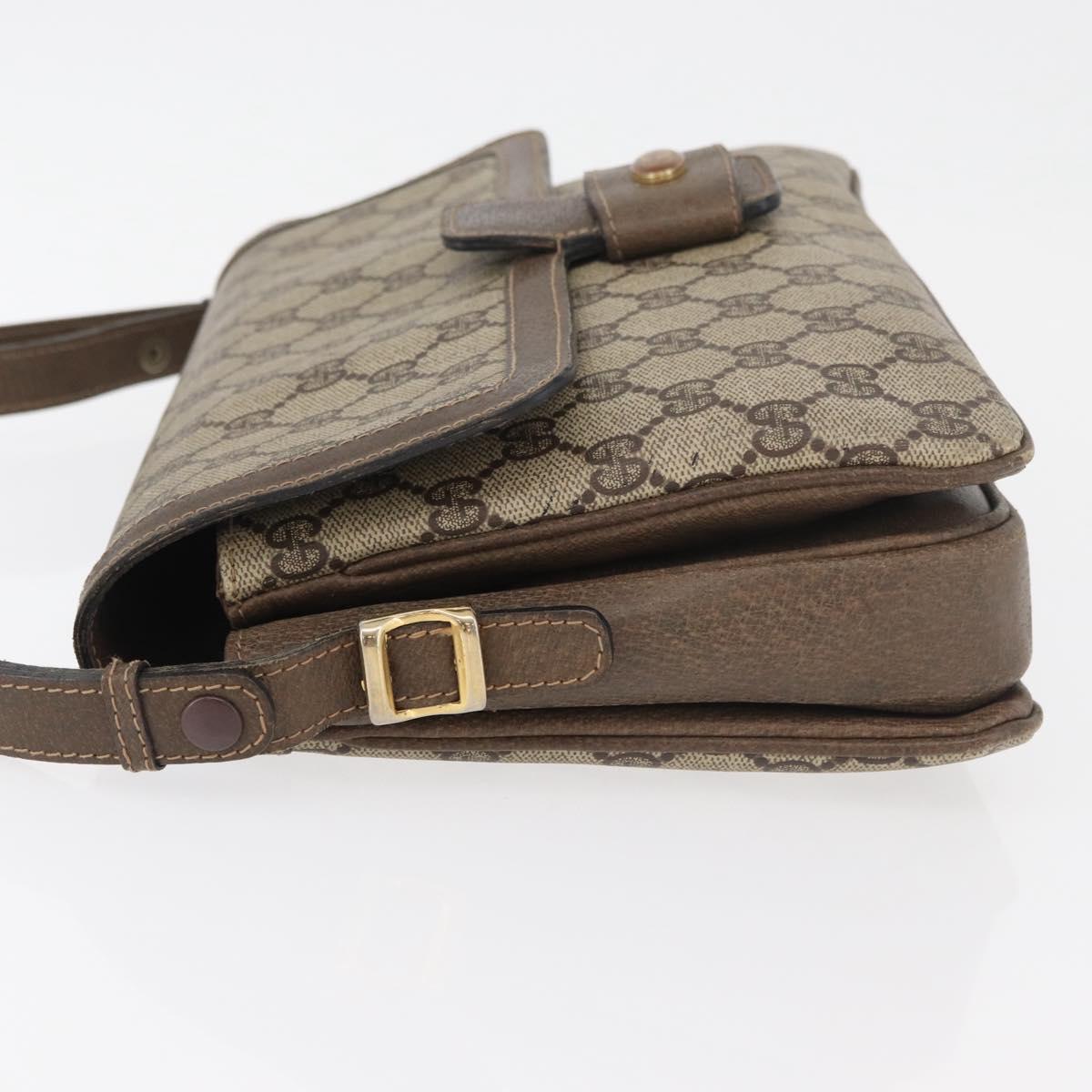 GUCCI GG Supreme Shoulder Bag PVC Beige Gold Auth 178165
