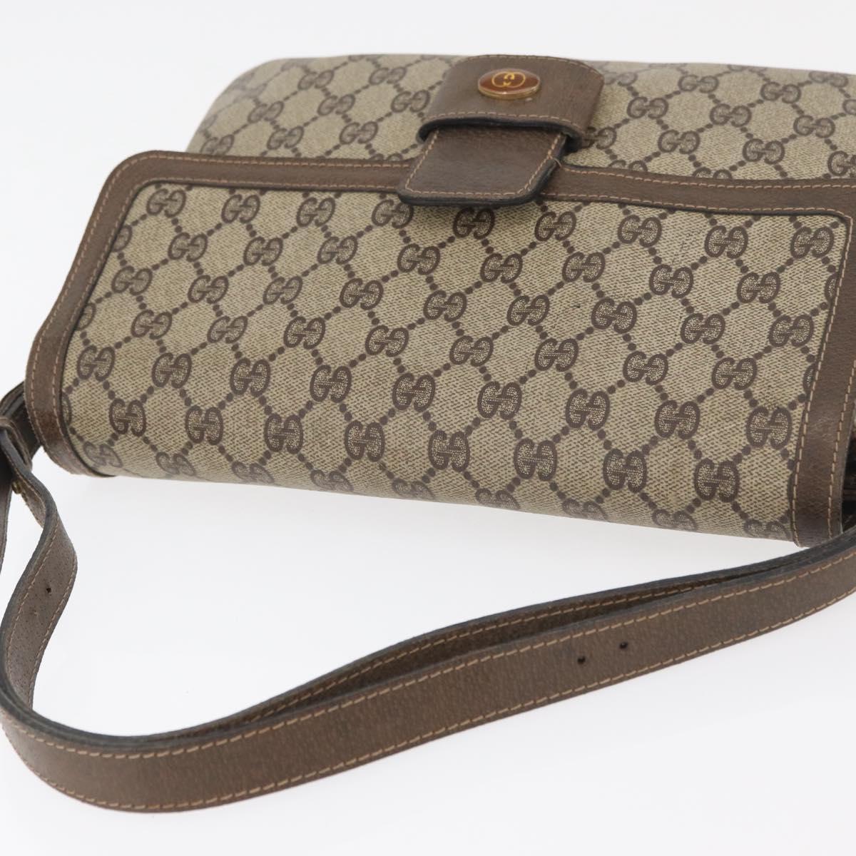 GUCCI GG Supreme Shoulder Bag PVC Beige Gold Auth 178165