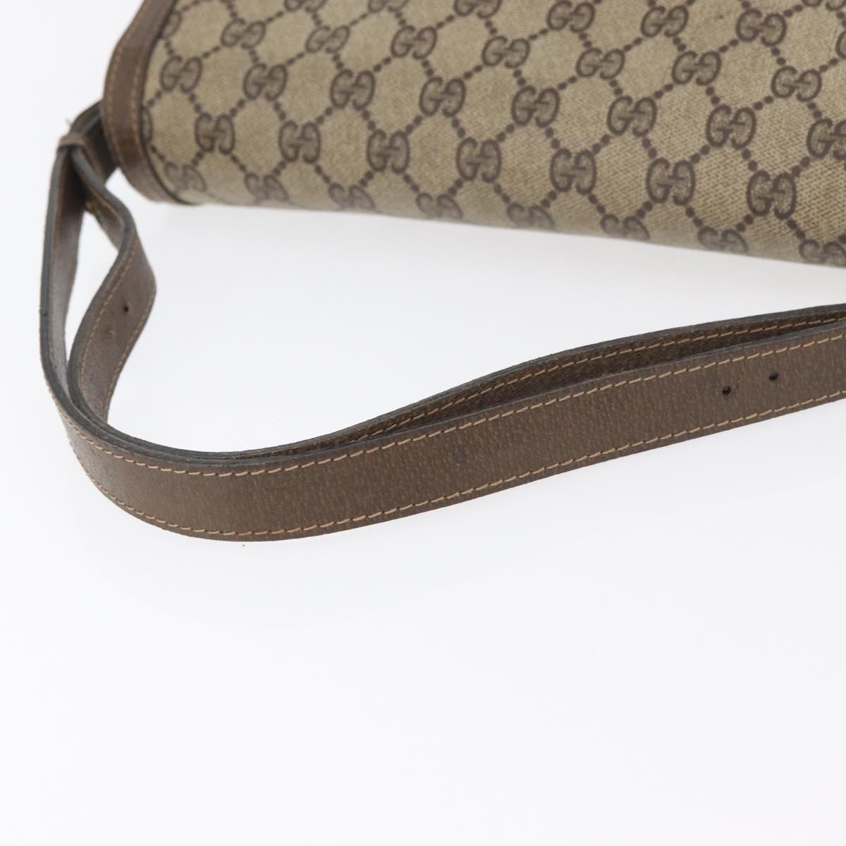 GUCCI GG Supreme Shoulder Bag PVC Beige Gold Auth 178165