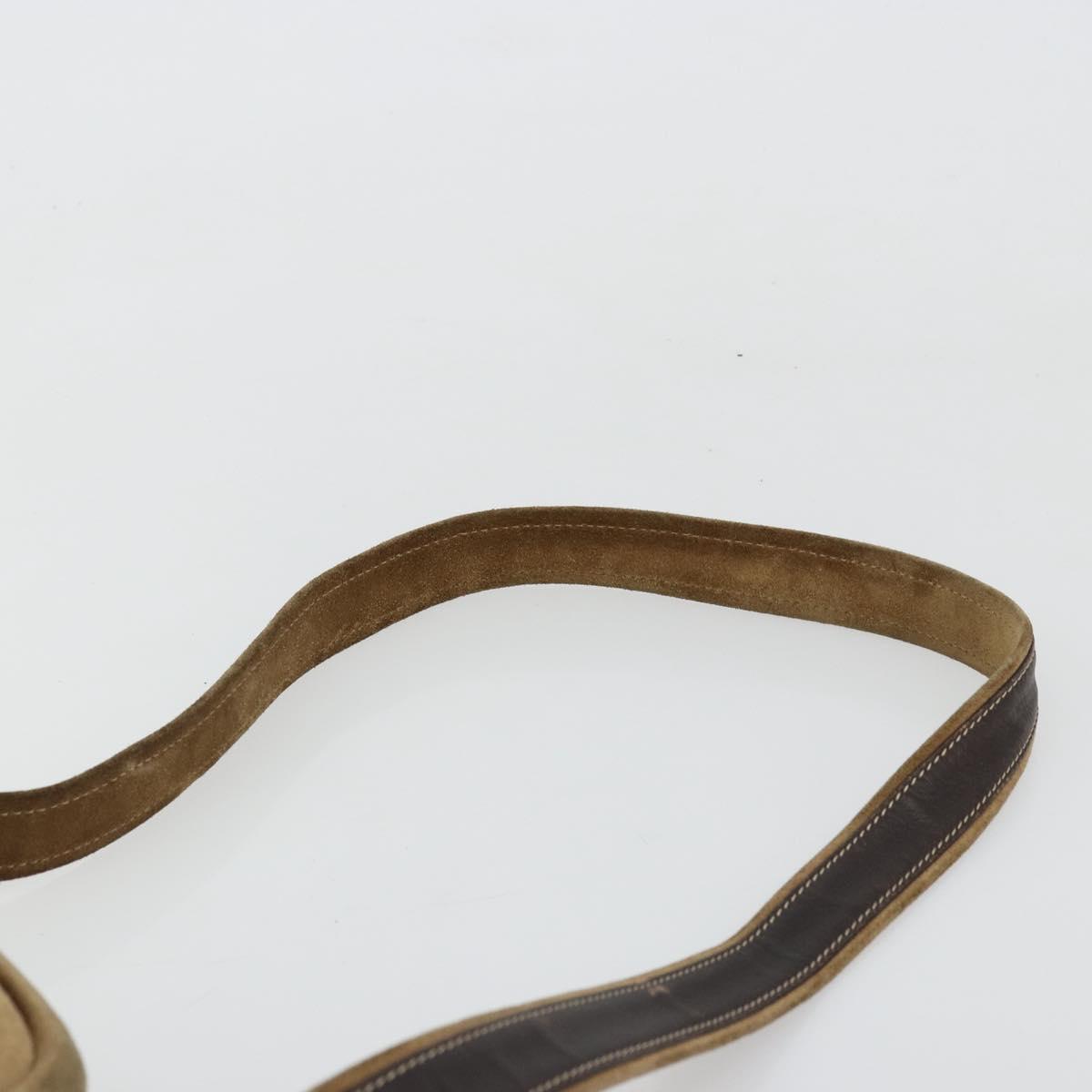 LOEWE Anagram Shoulder Bag Suede Gold Beige Auth 178167
