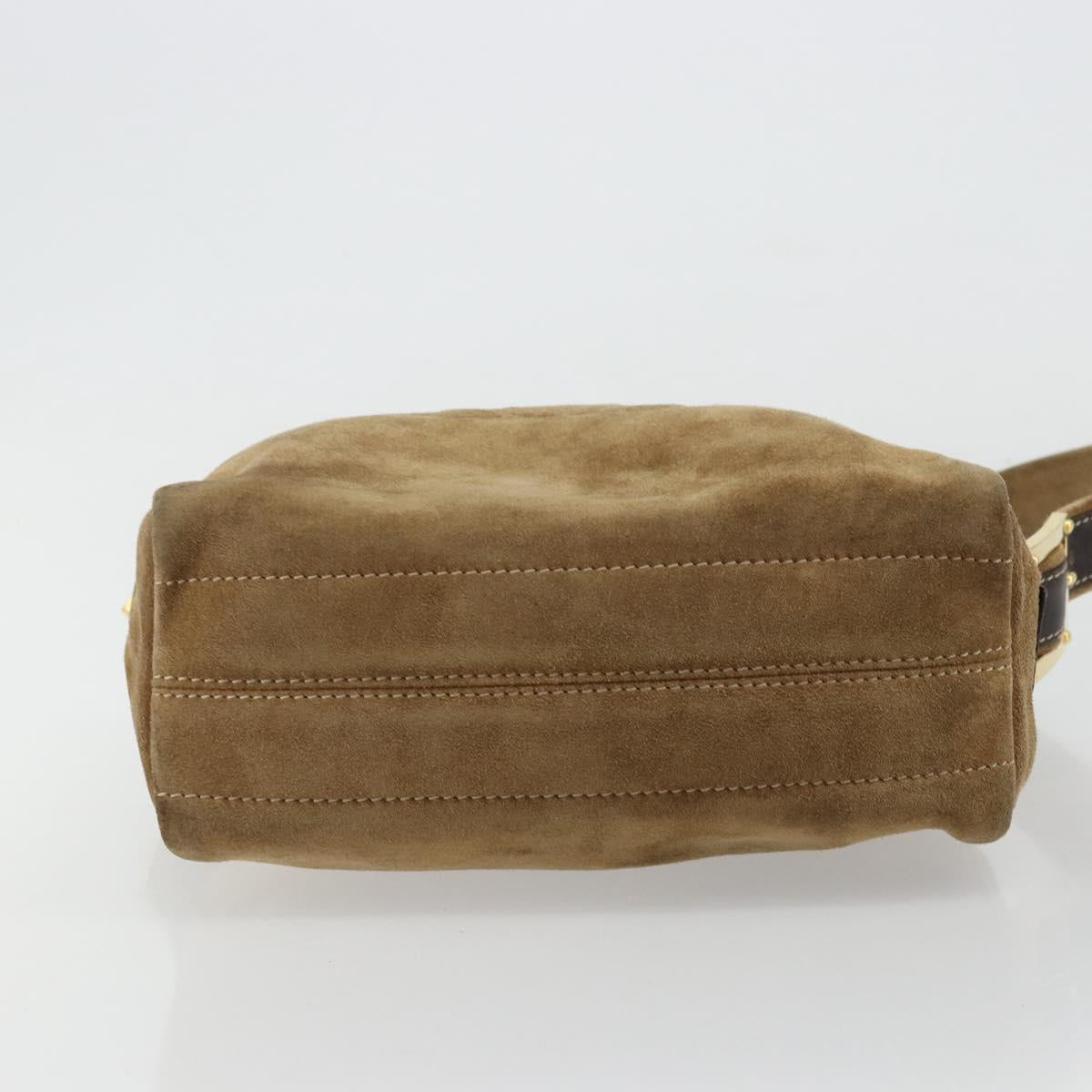 LOEWE Anagram Shoulder Bag Suede Gold Beige Auth 178167