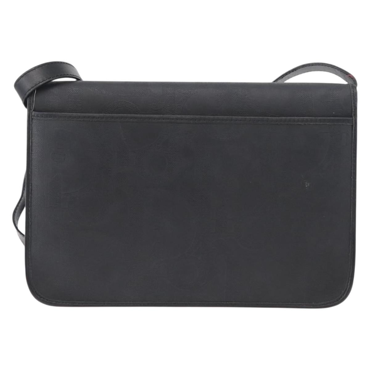 Christian Dior Trotter Canvas Shoulder Bag PVC Black Gold Auth 178171