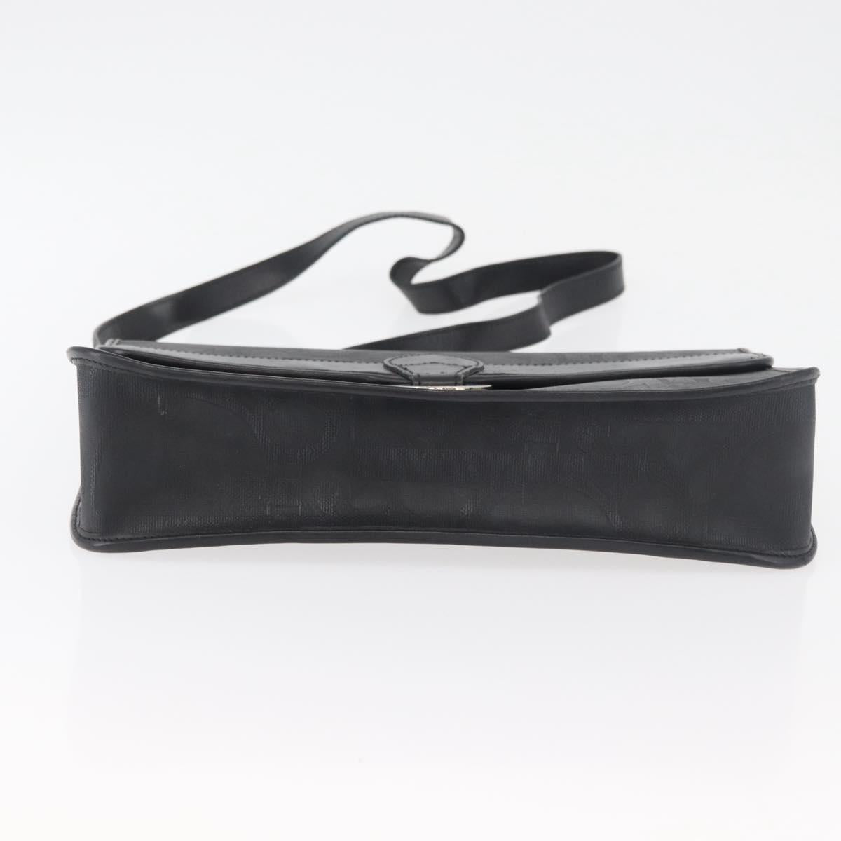 Christian Dior Trotter Canvas Shoulder Bag PVC Black Gold Auth 178171