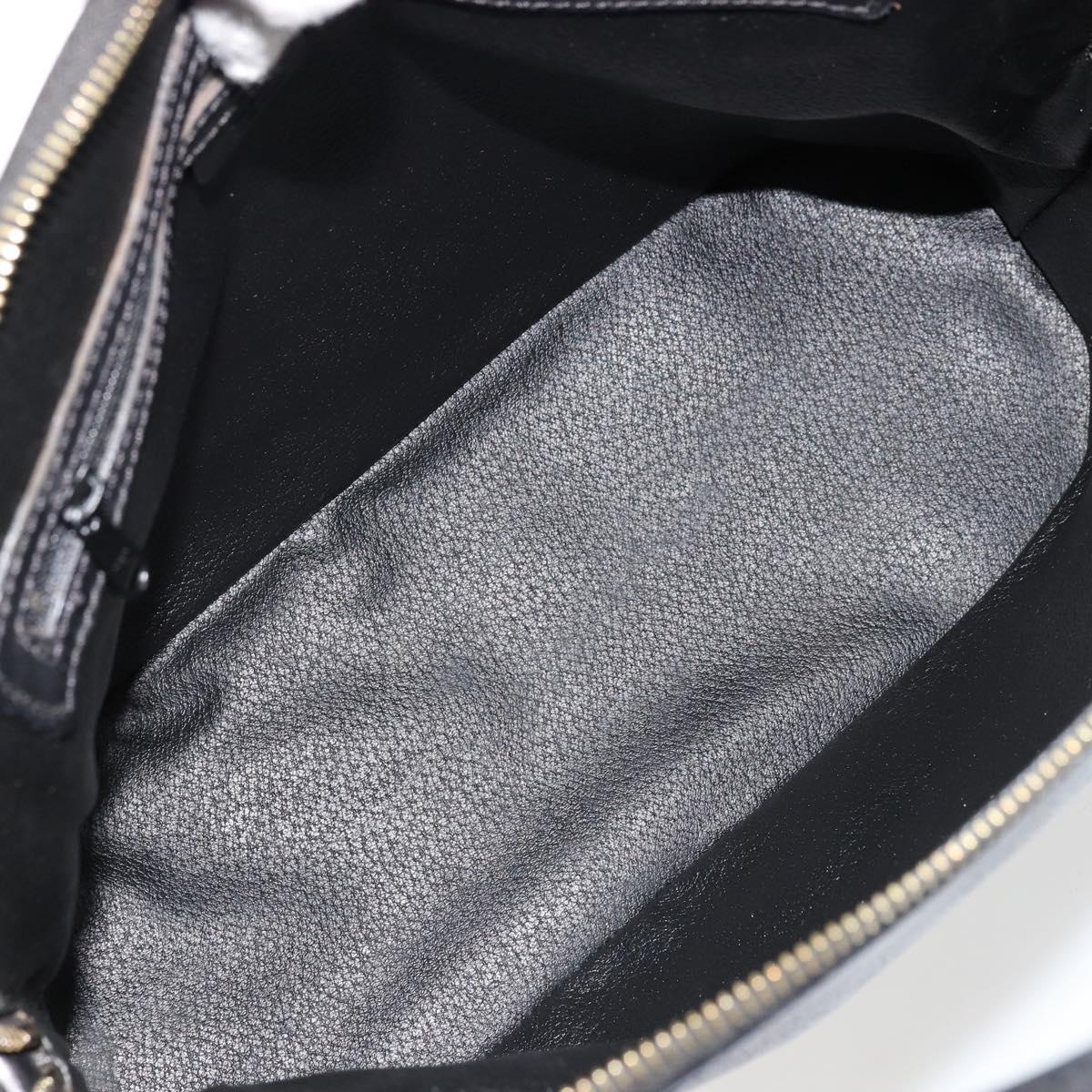 CELINE Macadam Canvas Hand Bag PVC Leather Black Gold Auth 178172A