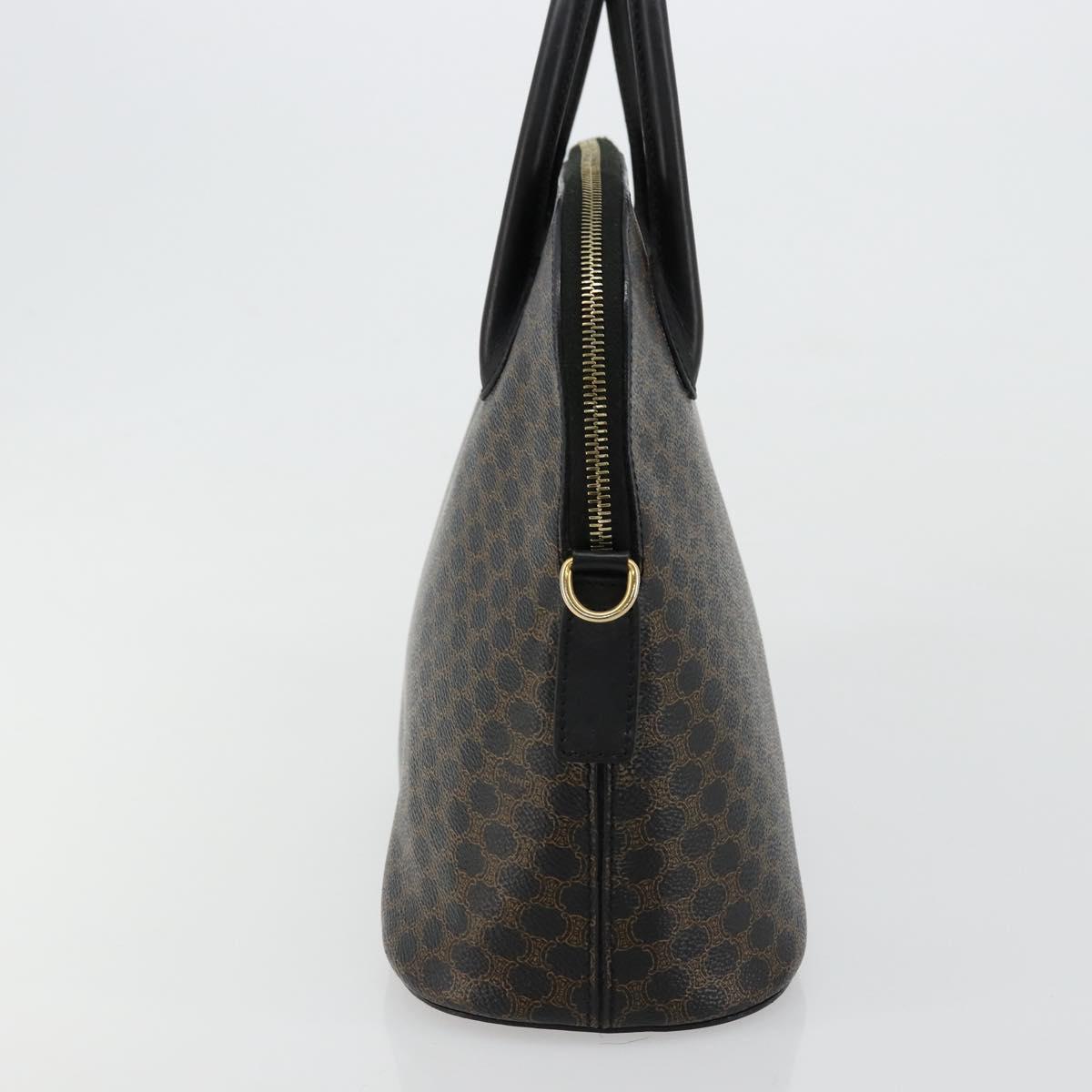 CELINE Macadam Canvas Hand Bag PVC Leather Black Gold Auth 178172A