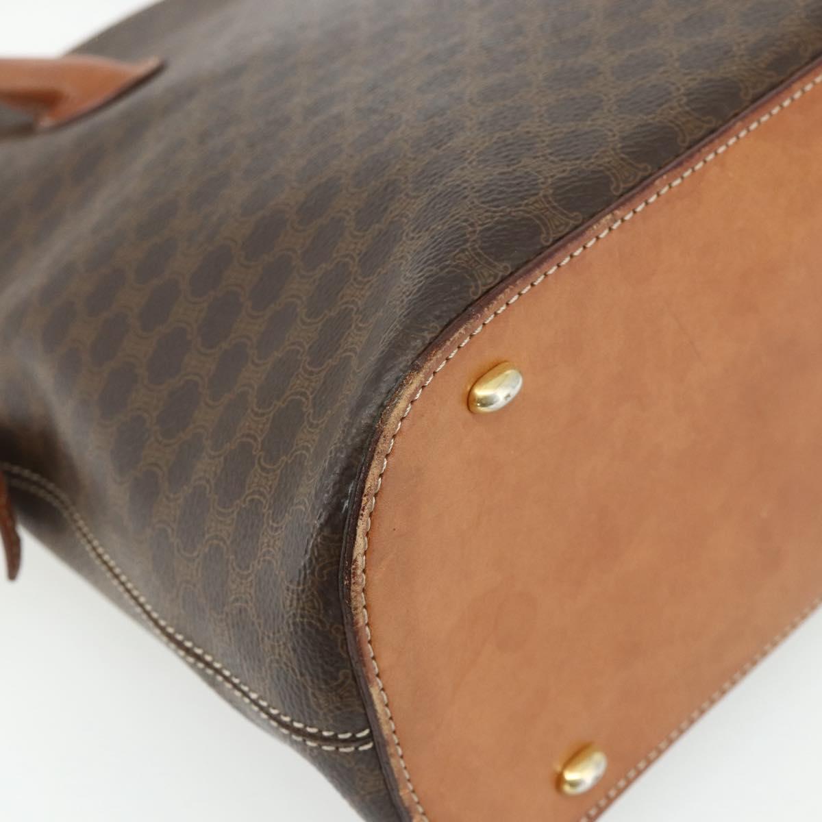 CELINE Macadam Canvas Hand Bag PVC Leather 2way Brown Gold Auth 178176