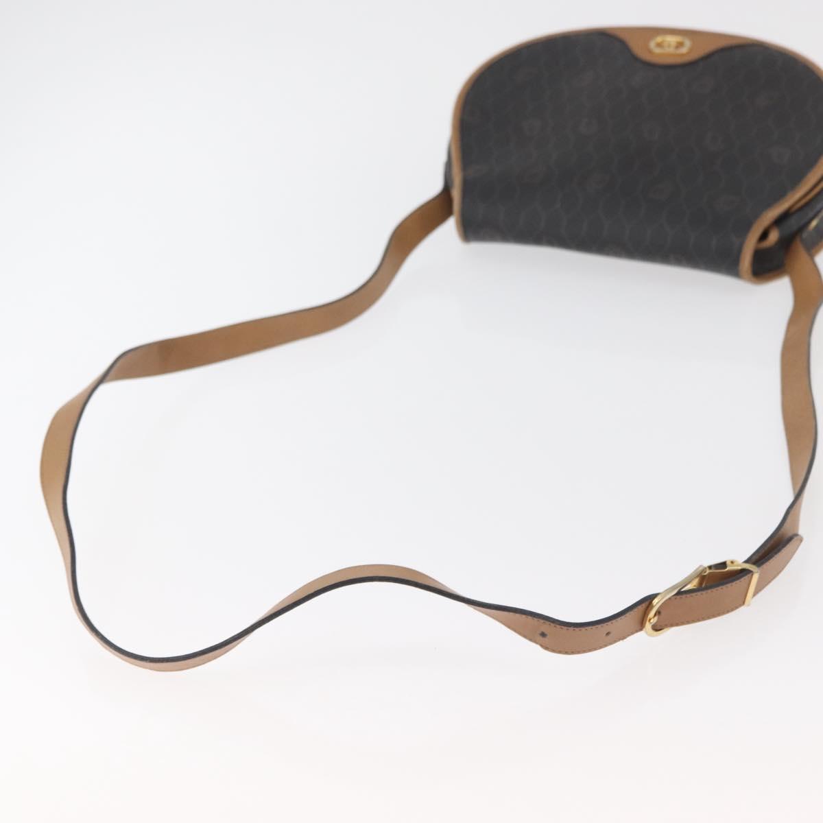 Christian Dior Honeycomb Canvas Shoulder Bag PVC Black Gold Auth 178180