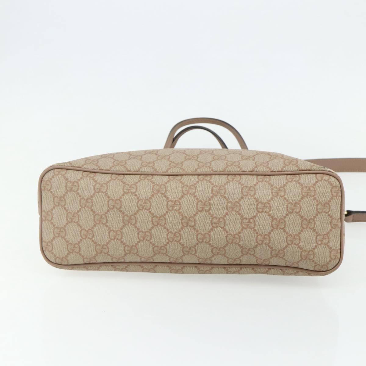 GUCCI GG Supreme Tote Bag PVC 2way Beige Gold 353440 Auth 178185