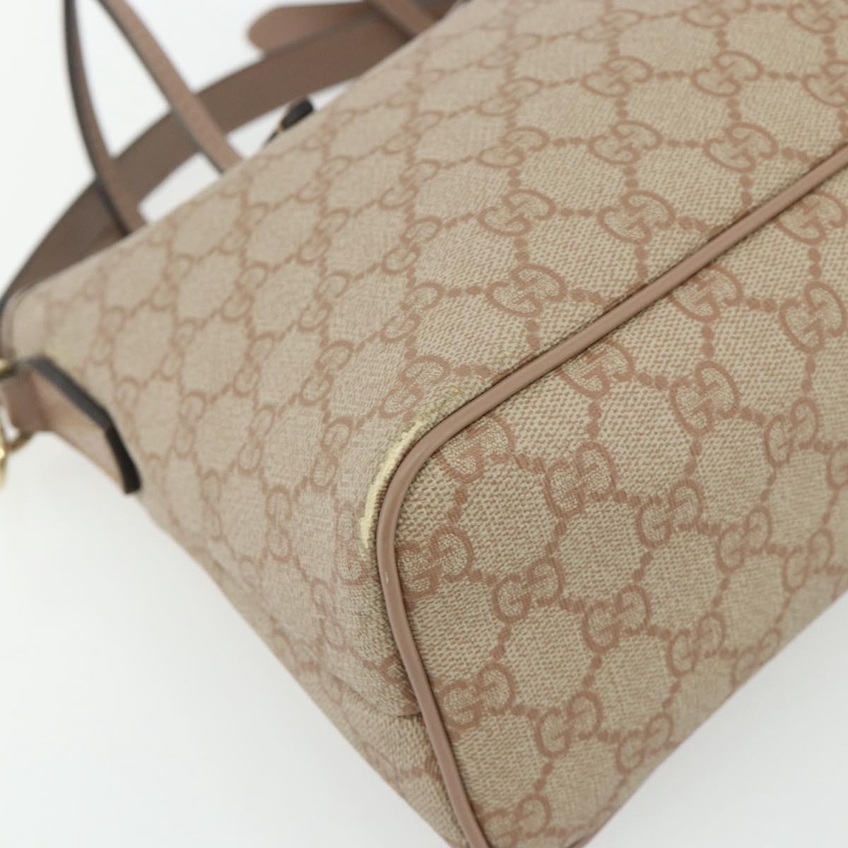 GUCCI GG Supreme Tote Bag PVC 2way Beige Gold 353440 Auth 178185
