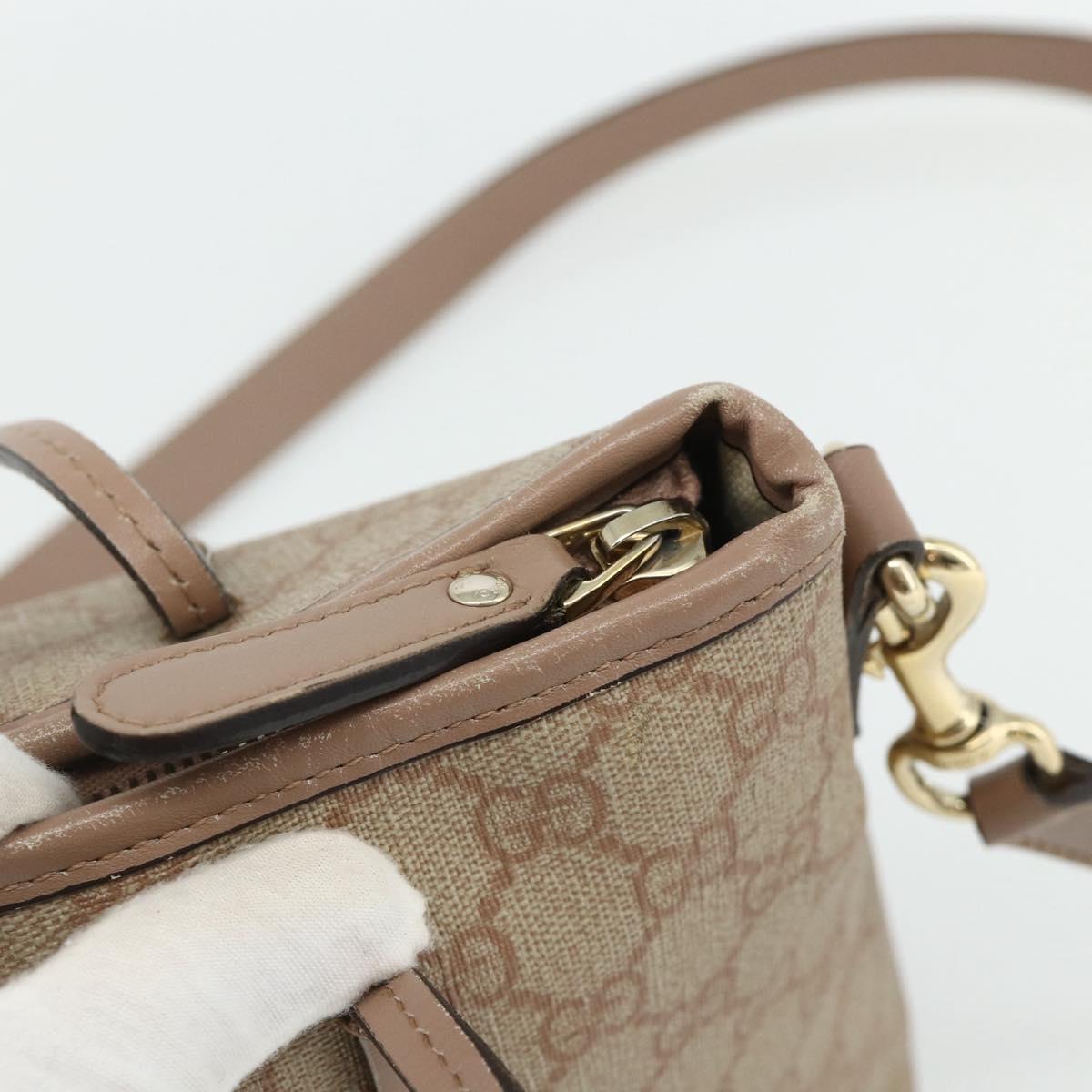 GUCCI GG Supreme Tote Bag PVC 2way Beige Gold 353440 Auth 178185