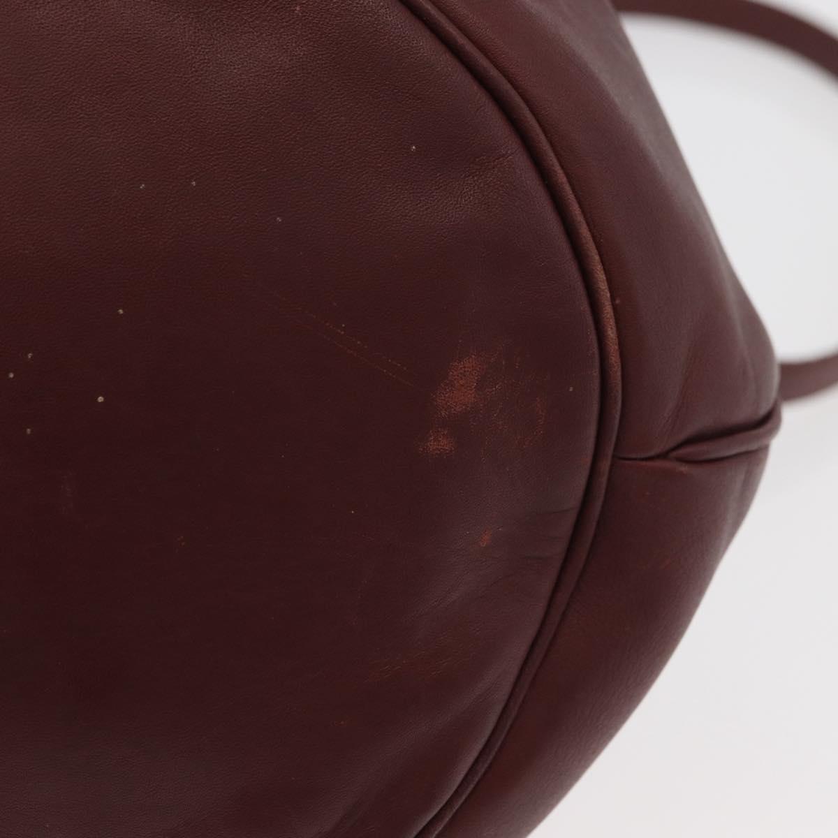 CARTIER Must Line Purse Shoulder Bag Leather Bordeaux Gold Auth 178187