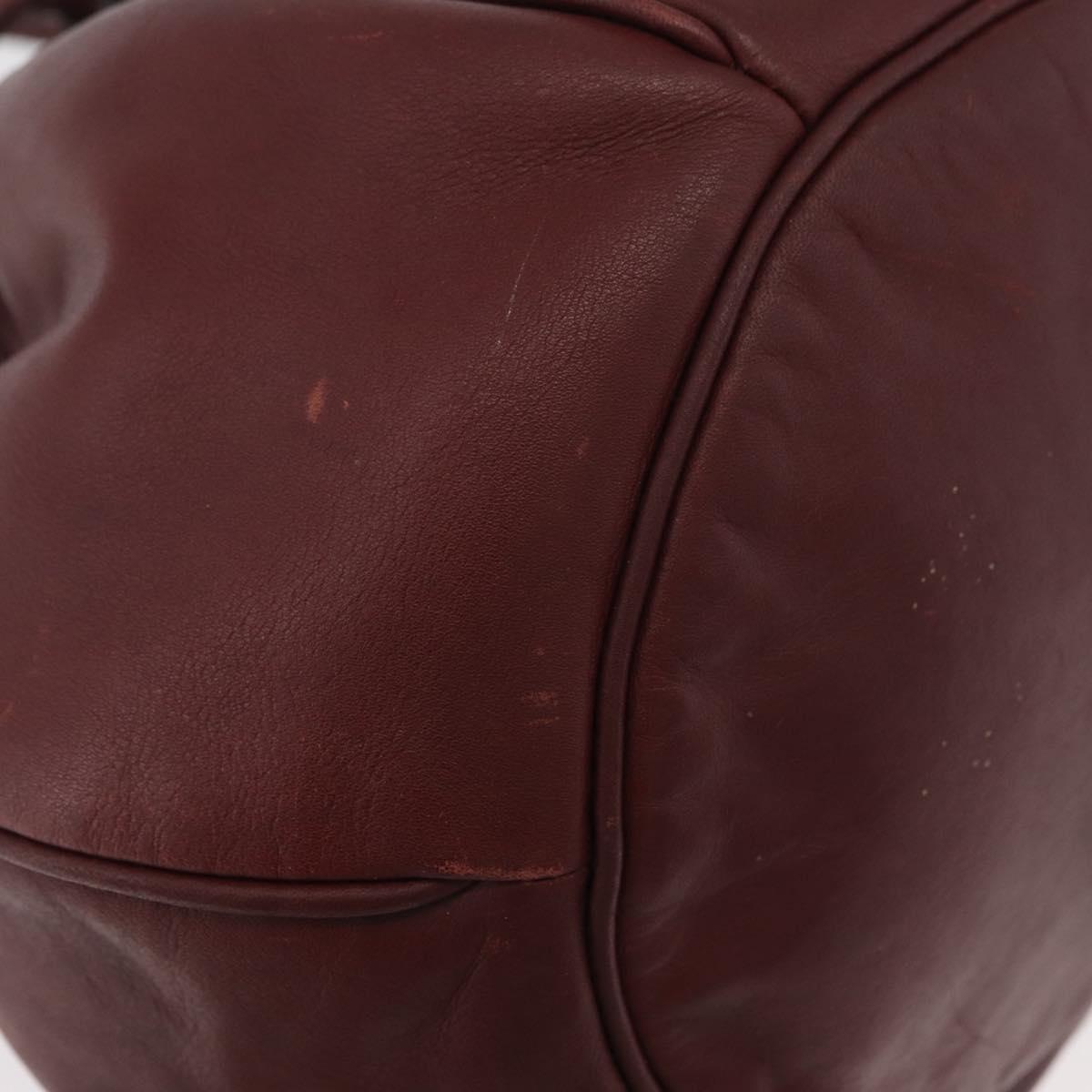 CARTIER Must Line Purse Shoulder Bag Leather Bordeaux Gold Auth 178187