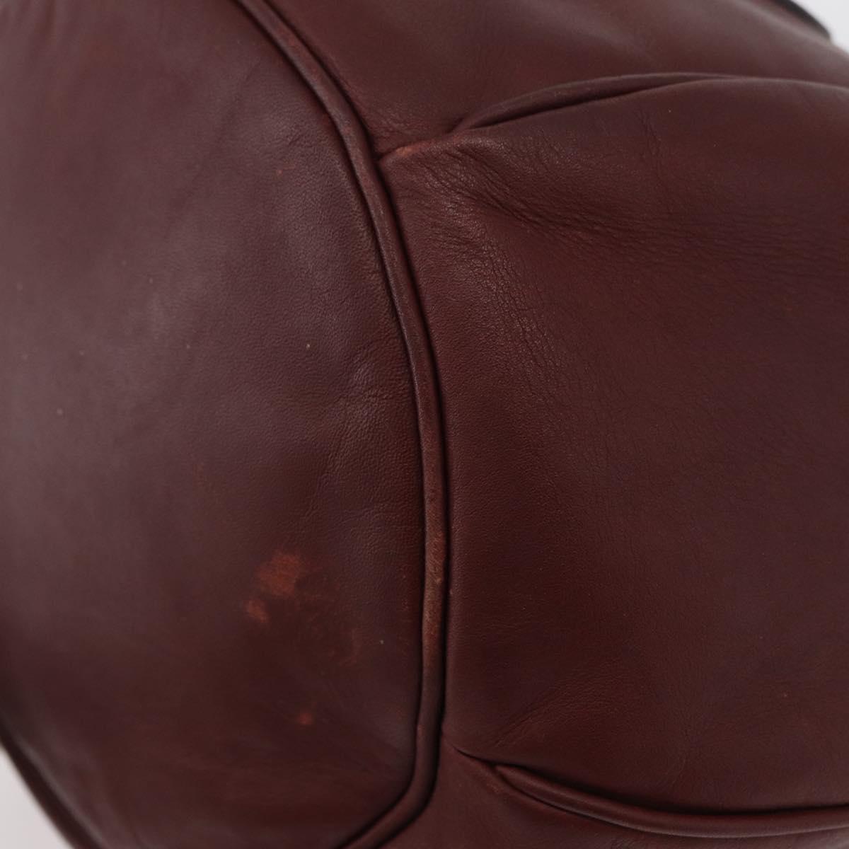 CARTIER Must Line Purse Shoulder Bag Leather Bordeaux Gold Auth 178187