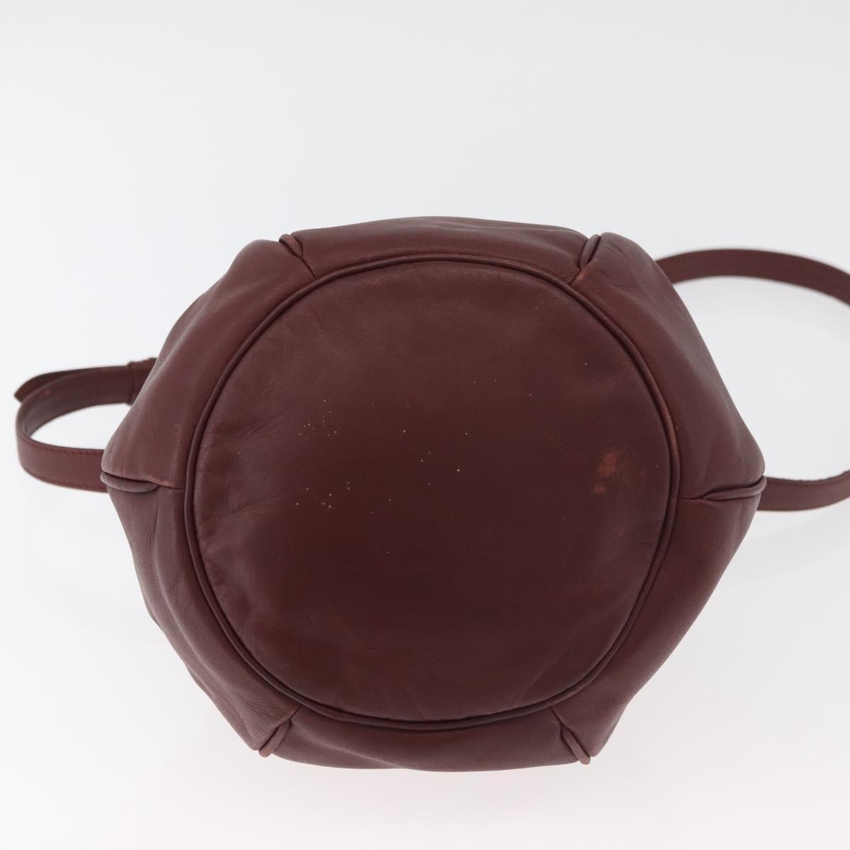 CARTIER Must Line Purse Shoulder Bag Leather Bordeaux Gold Auth 178187