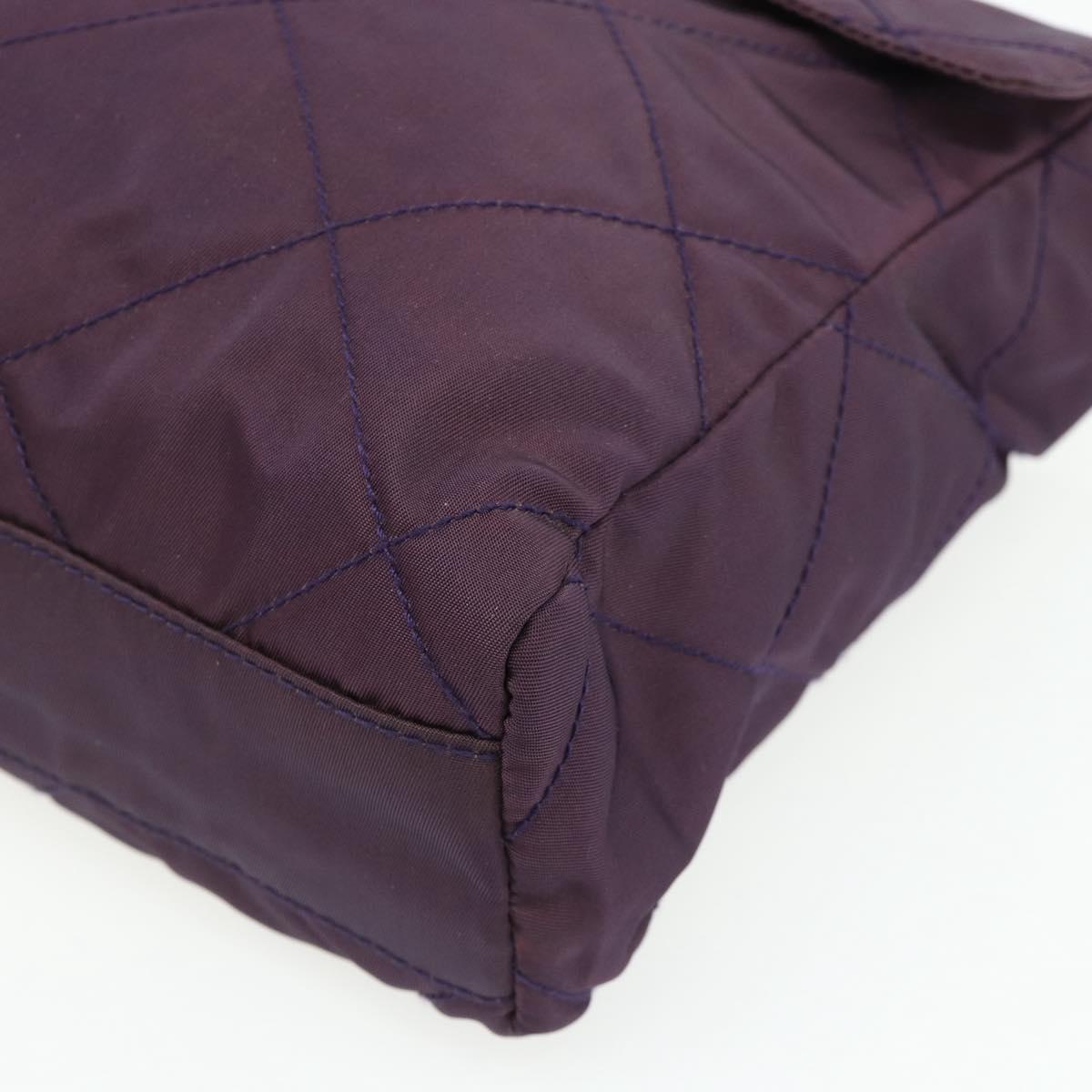 PRADA Chain Tote Bag Nylon Purple Gold Auth 178202