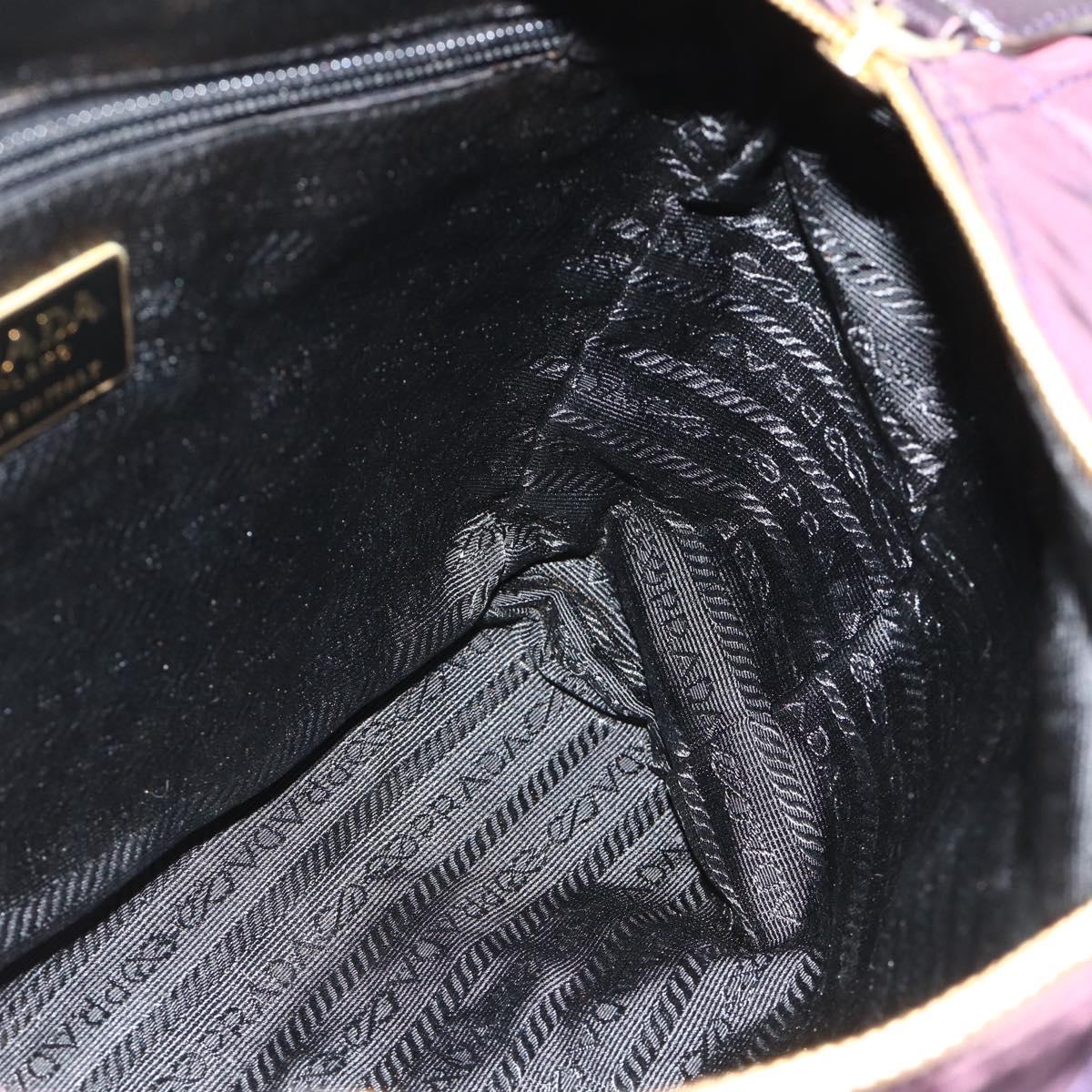 PRADA Chain Tote Bag Nylon Purple Gold Auth 178202