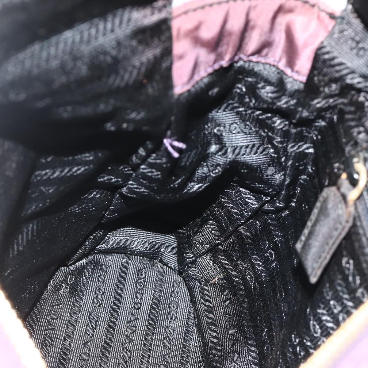 PRADA Chain Tote Bag Nylon Purple Gold Auth 178202