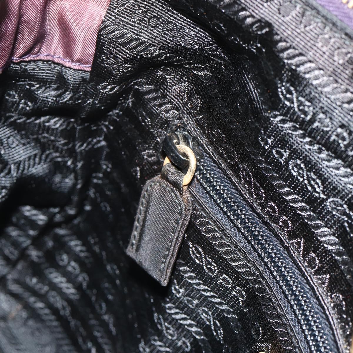 PRADA Chain Tote Bag Nylon Purple Gold Auth 178202