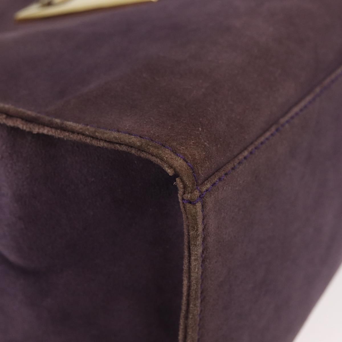 FENDI Tote Bag Suede Purple Gold Auth 178205