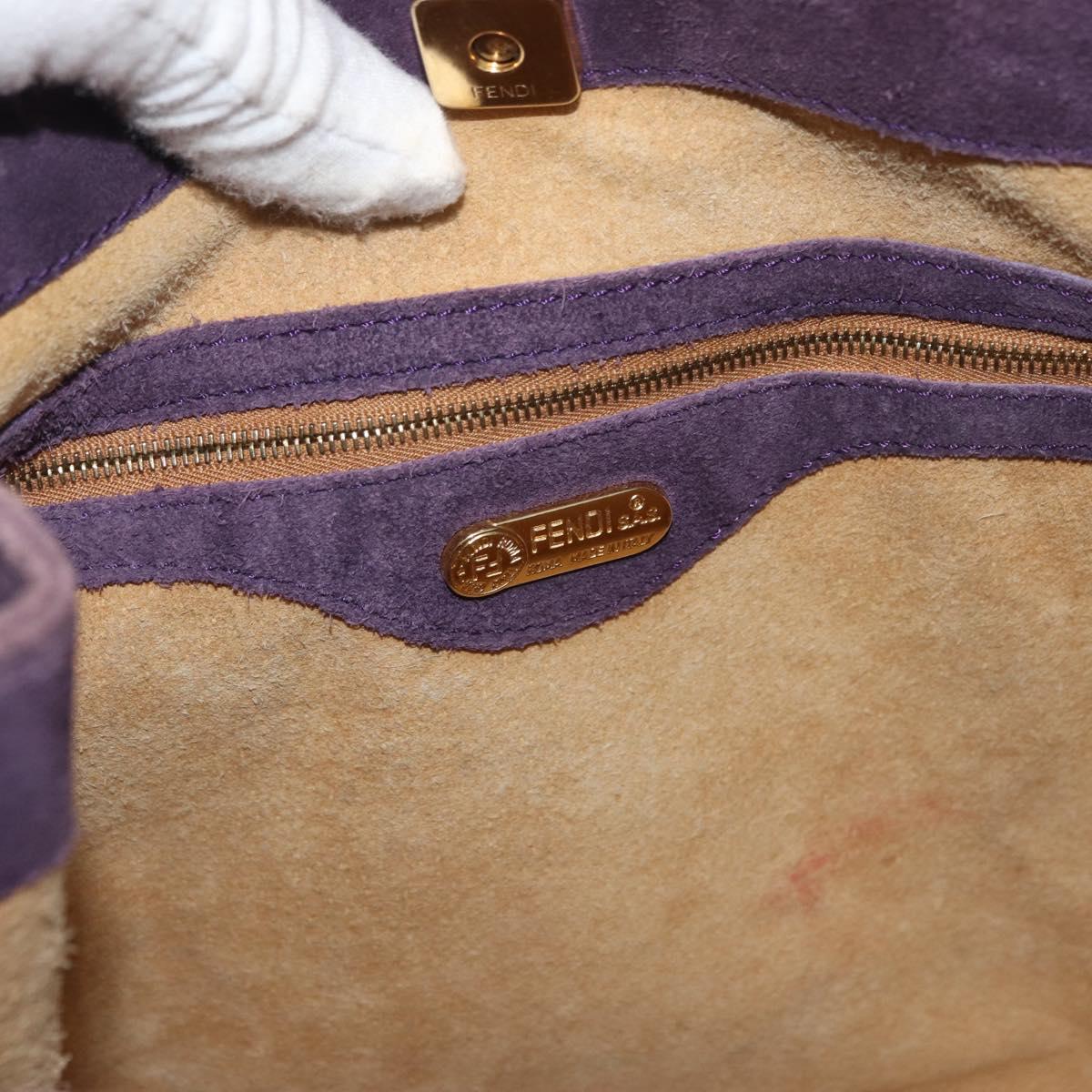FENDI Tote Bag Suede Purple Gold Auth 178205