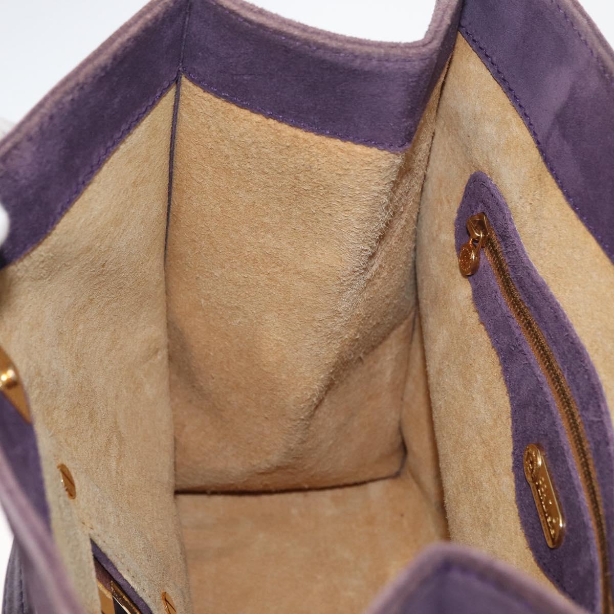 FENDI Tote Bag Suede Purple Gold Auth 178205