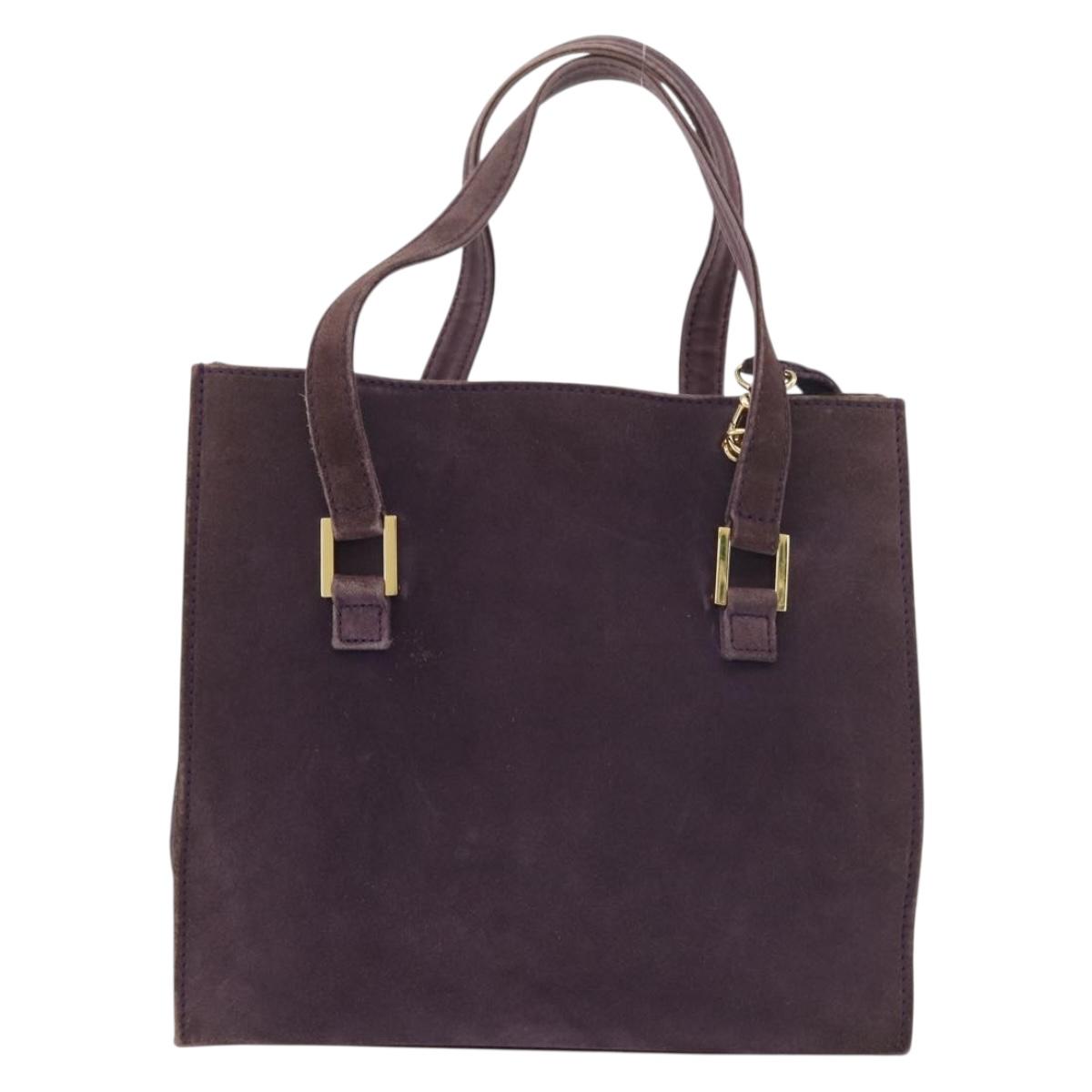 FENDI Tote Bag Suede Purple Gold Auth 178205