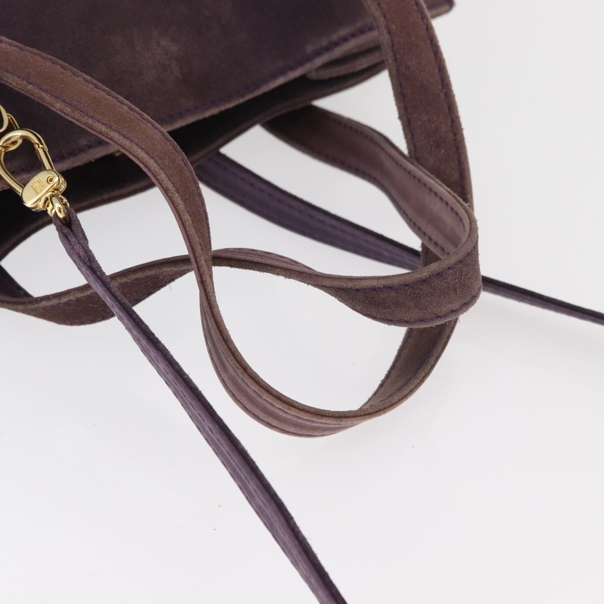 FENDI Tote Bag Suede Purple Gold Auth 178205
