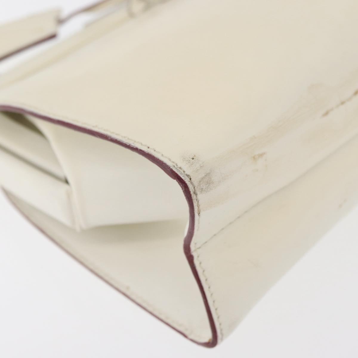 PRADA Hand Bag Leather White Silver Auth 178207