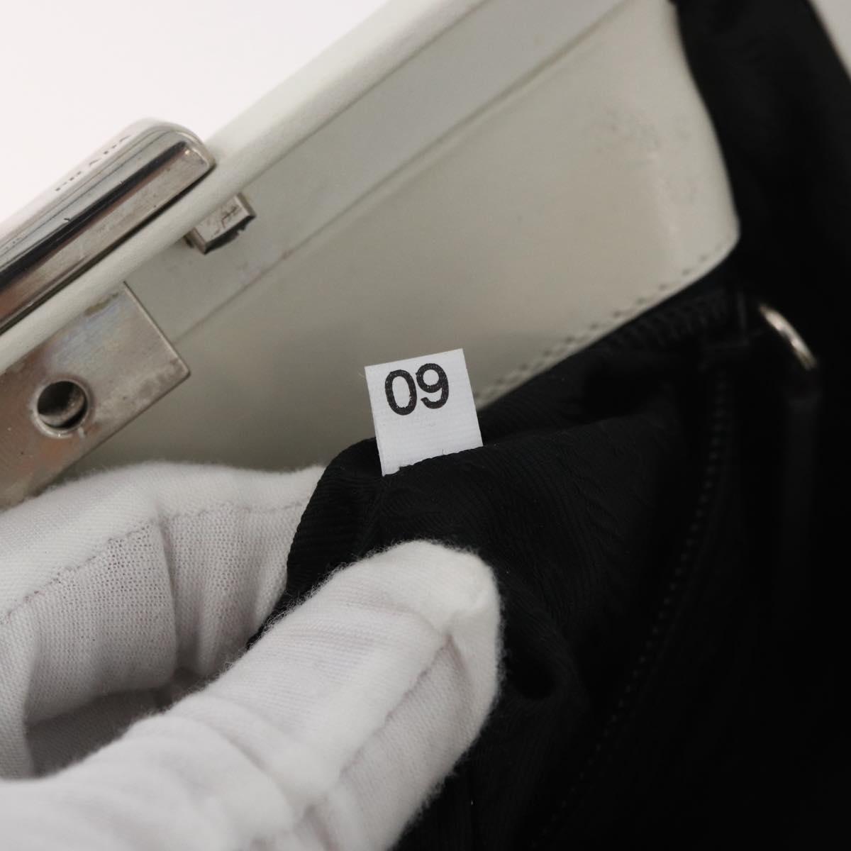 PRADA Hand Bag Leather White Silver Auth 178207