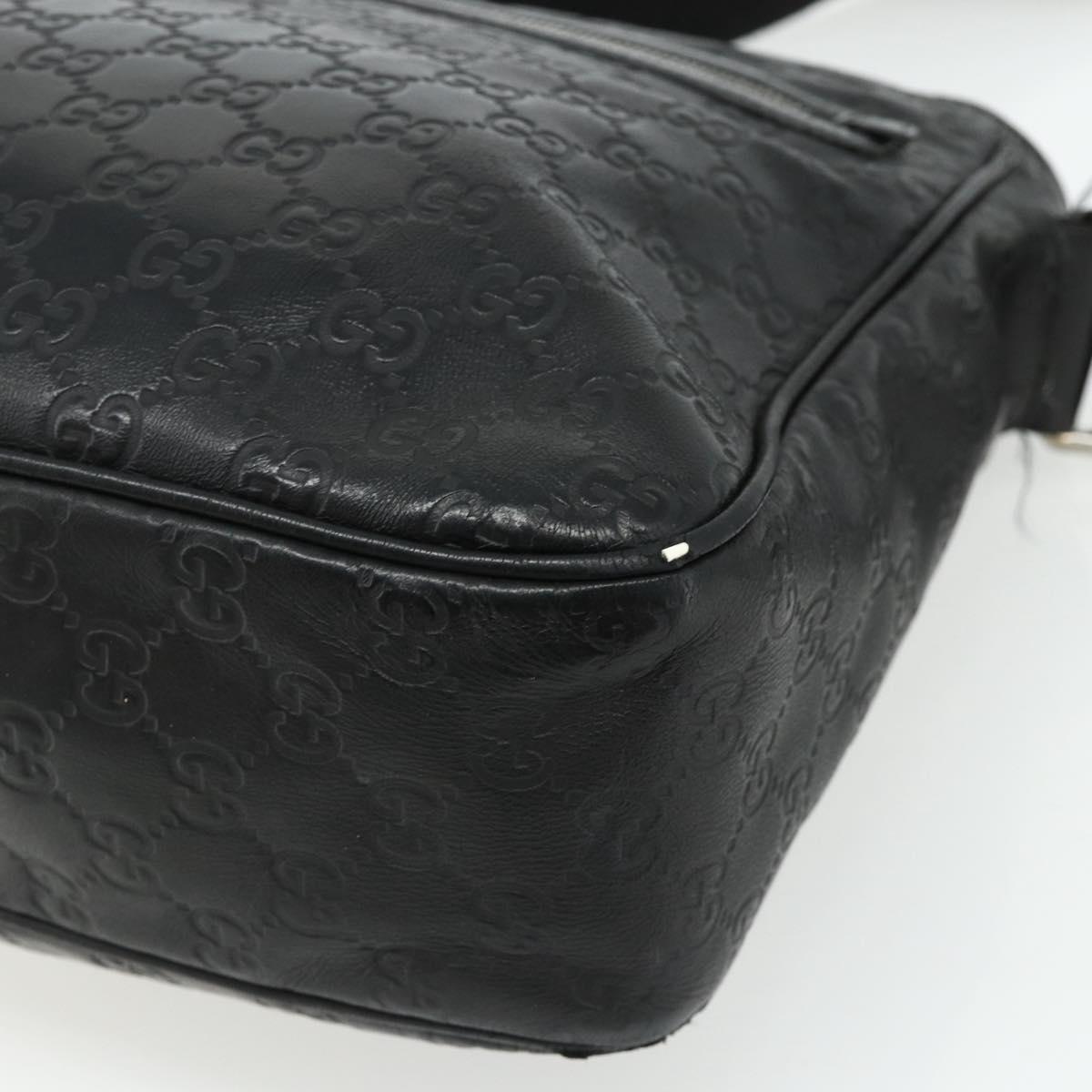 GUCCI GG Canvas Guccissima Shoulder Bag Leather Black Silver 322080 Auth 178212