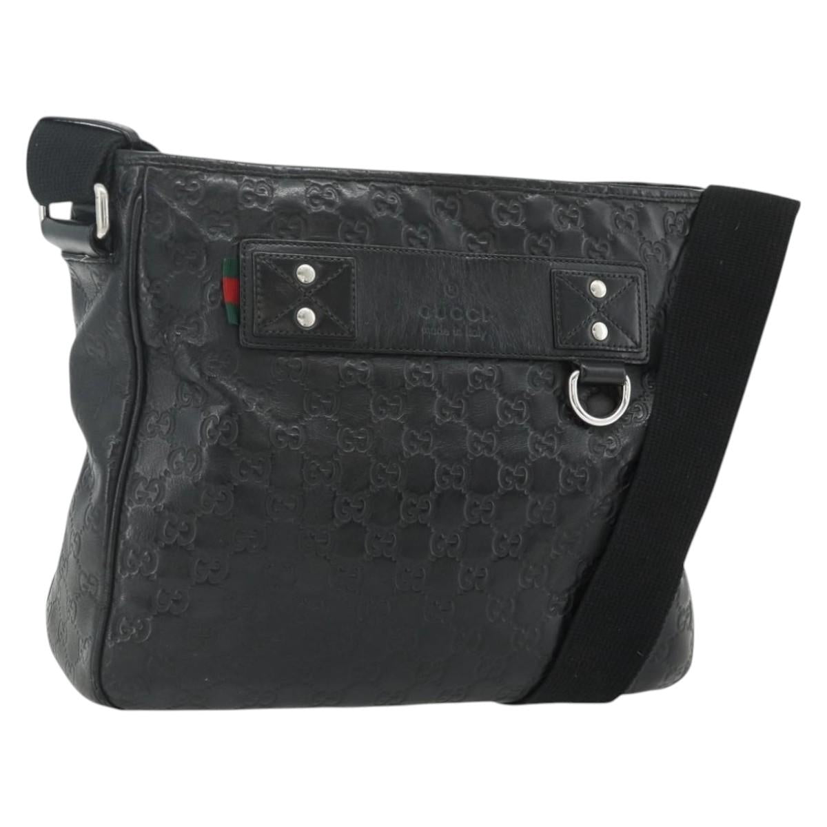 GUCCI GG Canvas Guccissima Shoulder Bag Leather Black Silver 322080 Auth 178212