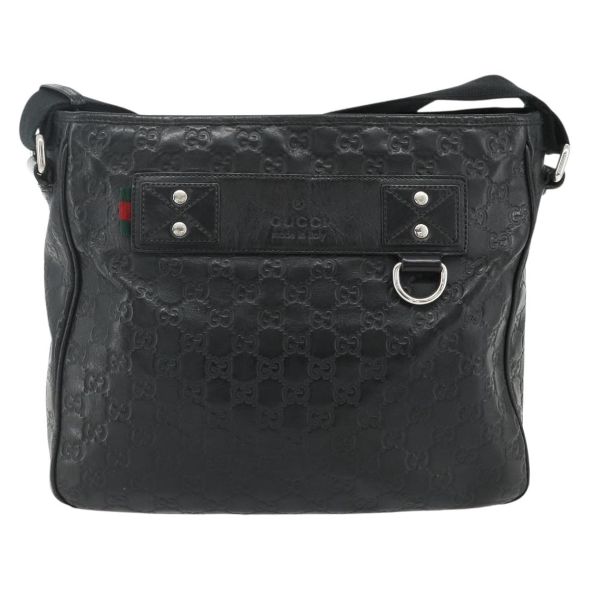 GUCCI GG Canvas Guccissima Shoulder Bag Leather Black Silver 322080 Auth 178212