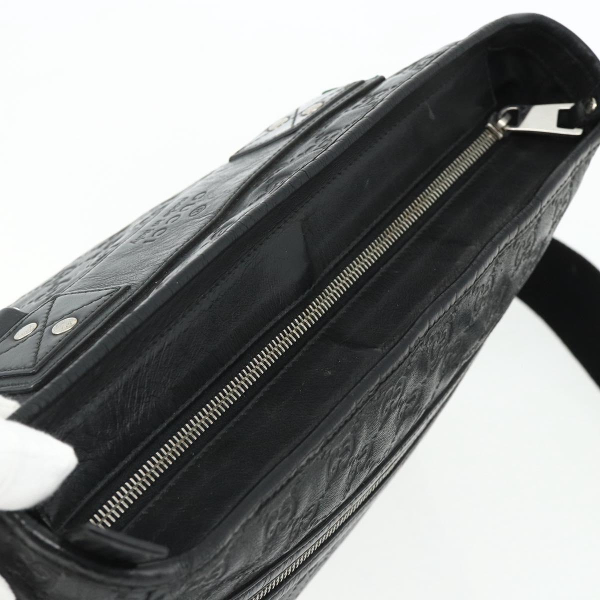 GUCCI GG Canvas Guccissima Shoulder Bag Leather Black Silver 322080 Auth 178212