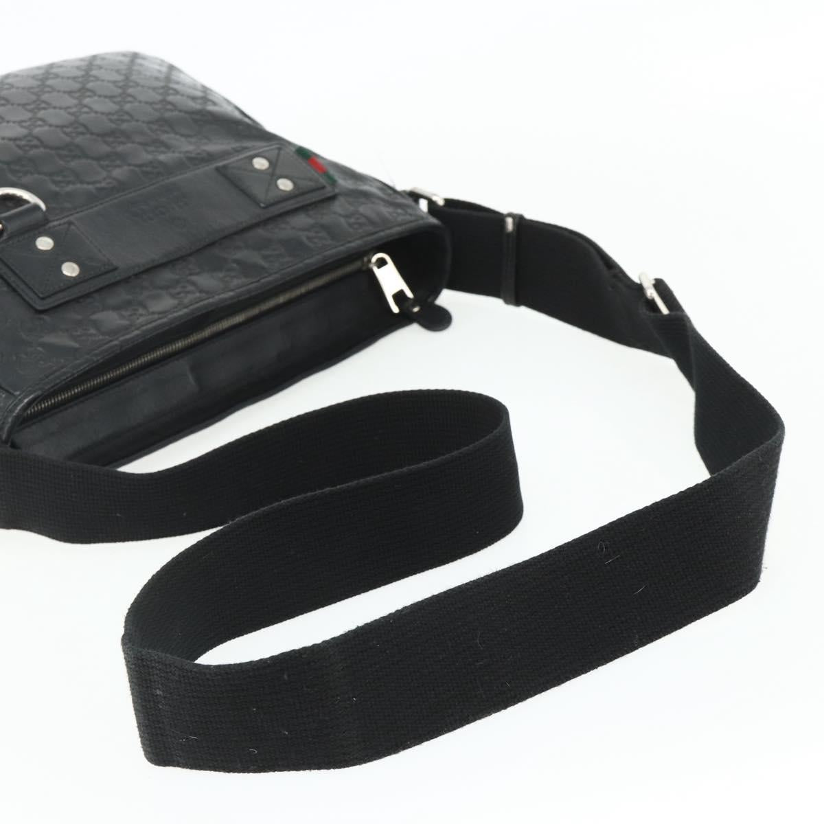 GUCCI GG Canvas Guccissima Shoulder Bag Leather Black Silver 322080 Auth 178212