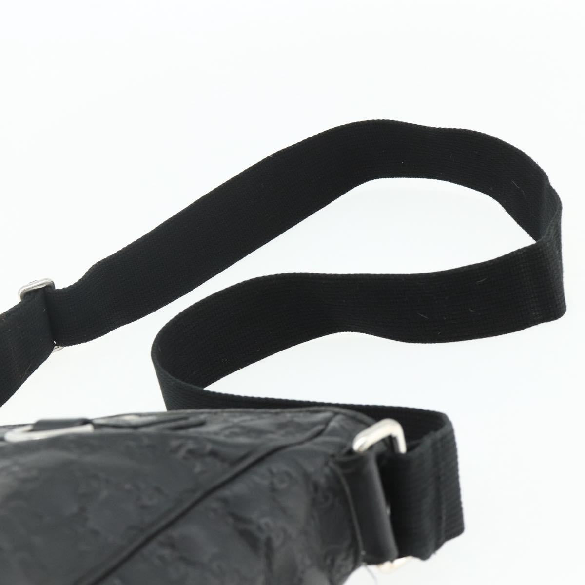 GUCCI GG Canvas Guccissima Shoulder Bag Leather Black Silver 322080 Auth 178212