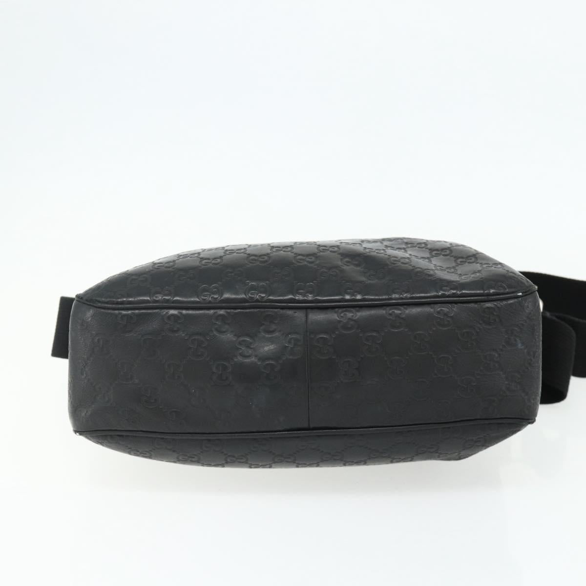 GUCCI GG Canvas Guccissima Shoulder Bag Leather Black Silver 322080 Auth 178212