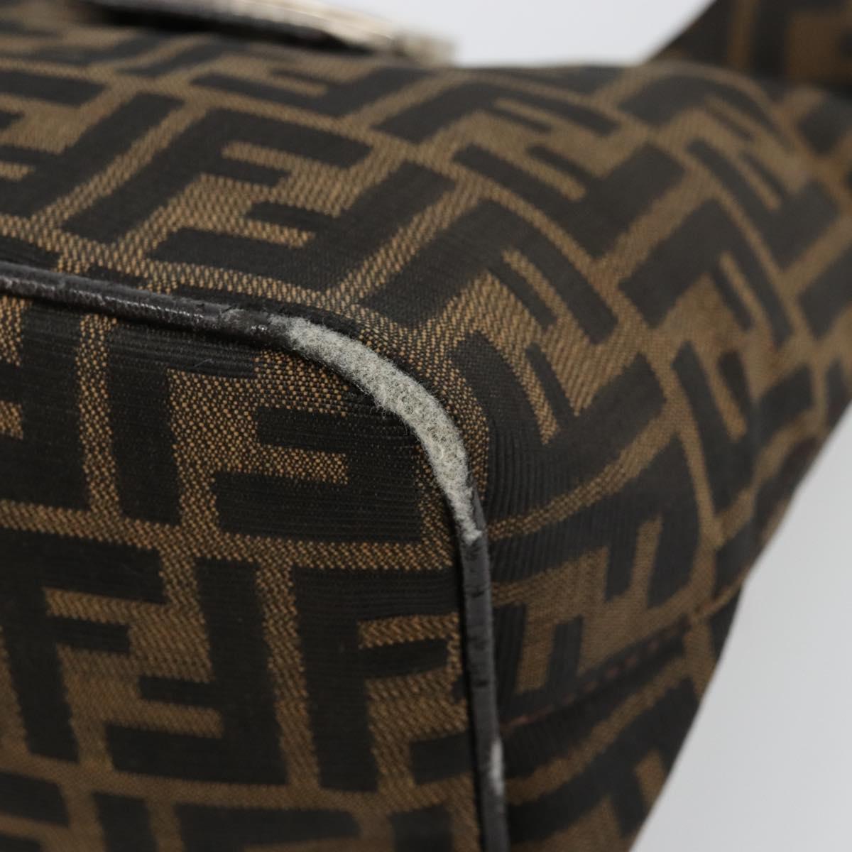 FENDI Zucca Canvas Mamma Baguette Shoulder Bag Black Brown Auth 178214