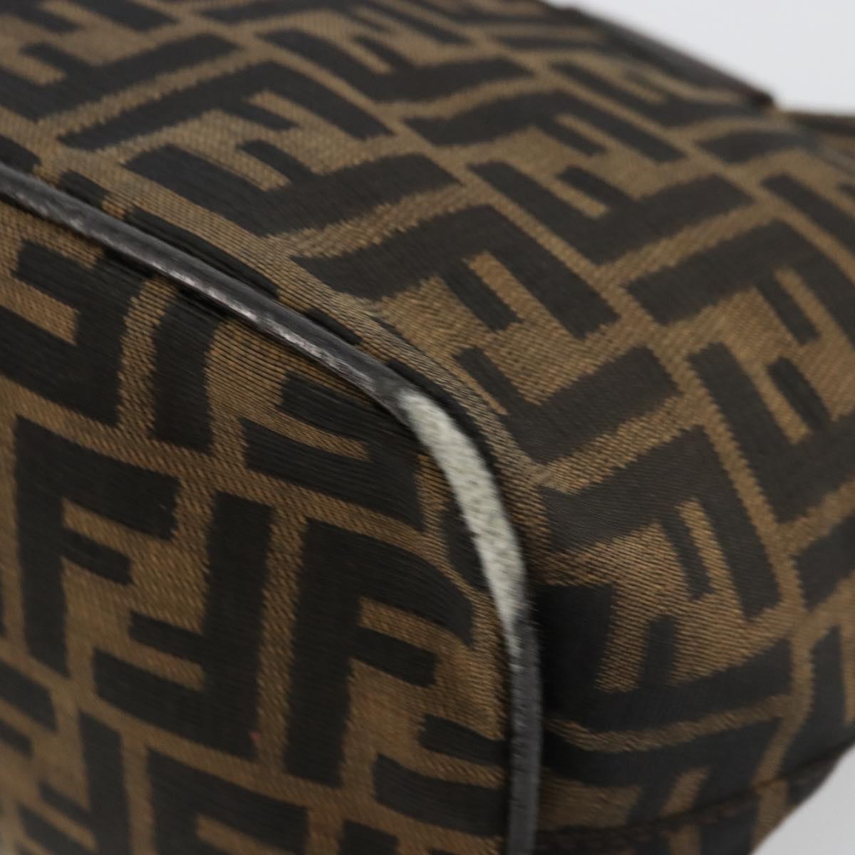 FENDI Zucca Canvas Mamma Baguette Shoulder Bag Black Brown Auth 178214