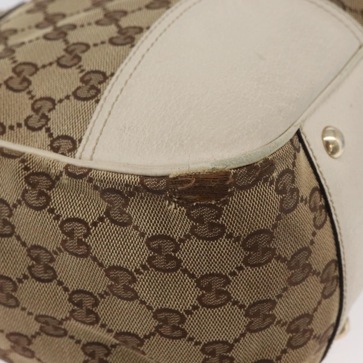 GUCCI GG Canvas Web Sherry Line Pretty Tote Bag Beige Gold 161719 Auth 178215