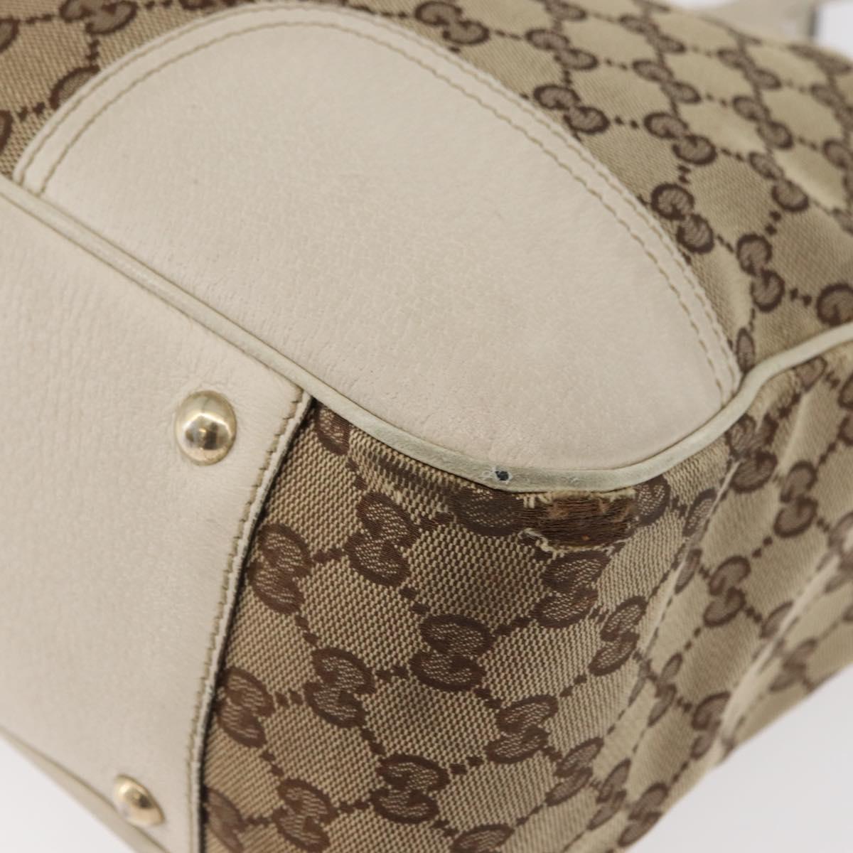 GUCCI GG Canvas Web Sherry Line Pretty Tote Bag Beige Gold 161719 Auth 178215