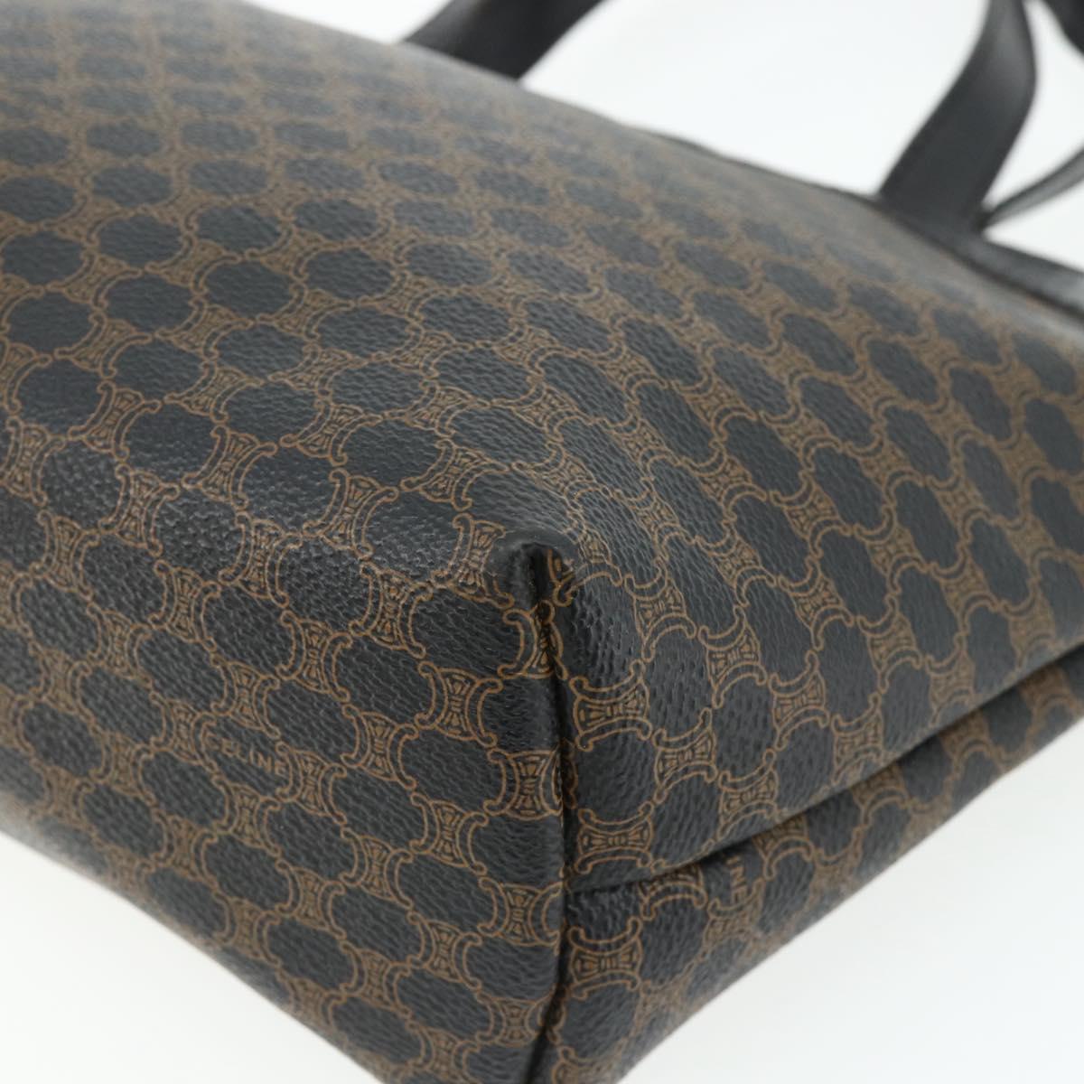 CELINE Macadam Canvas Hand Bag PVC Leather Black Gold Auth 178219A